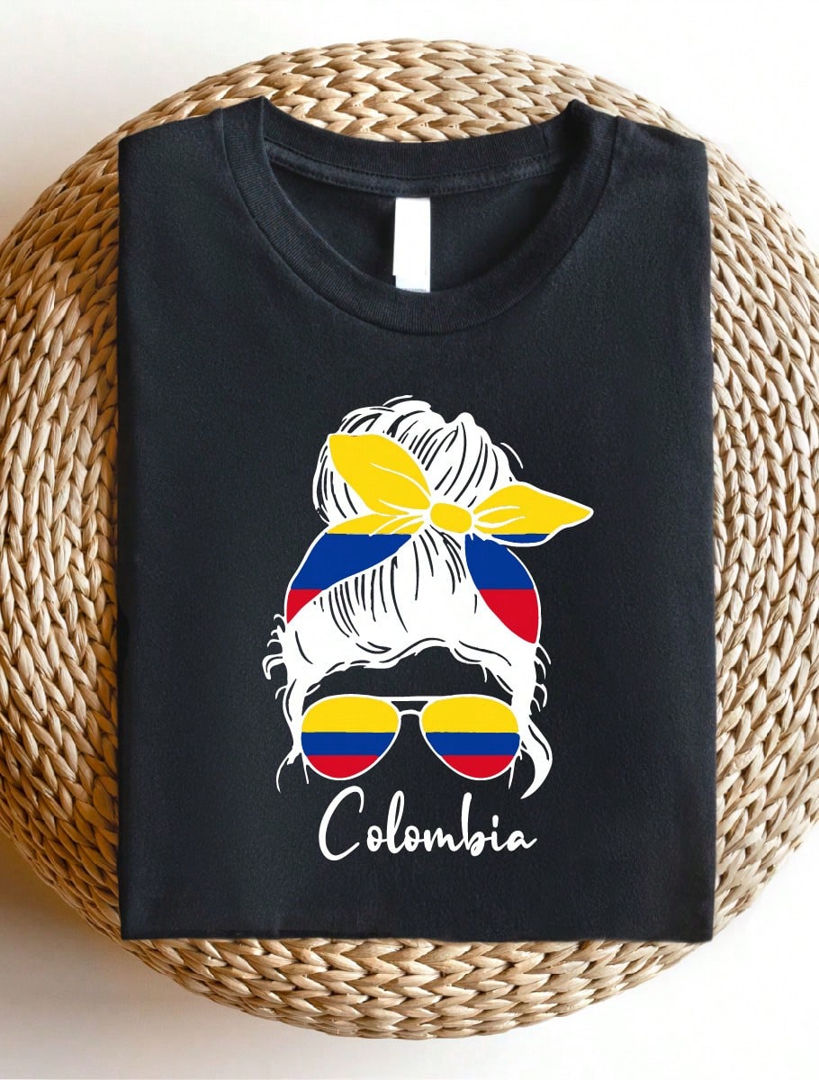 Women's Simple Colombia Print T-Shirt