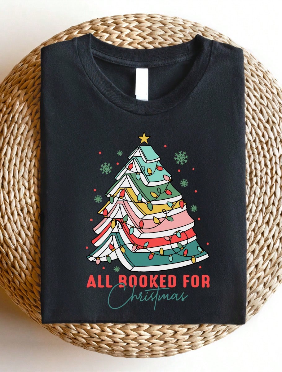 All Booked For Christmas Shirt Gift For Librarian T-Shirt
