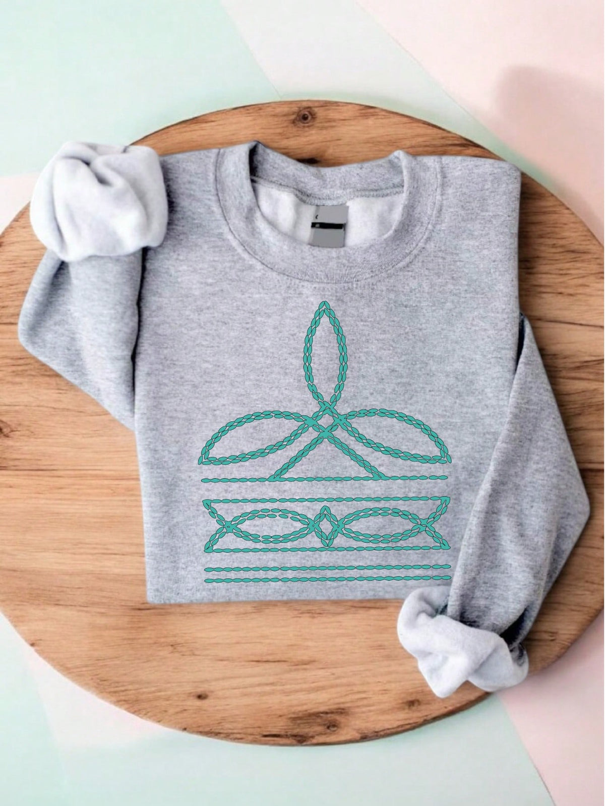 Turquoise Stone Boot Stitch Sweatshirt