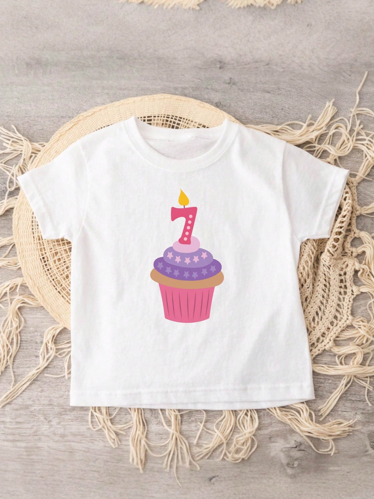 Seventh Birthday Cupcake Kids T-Shirt