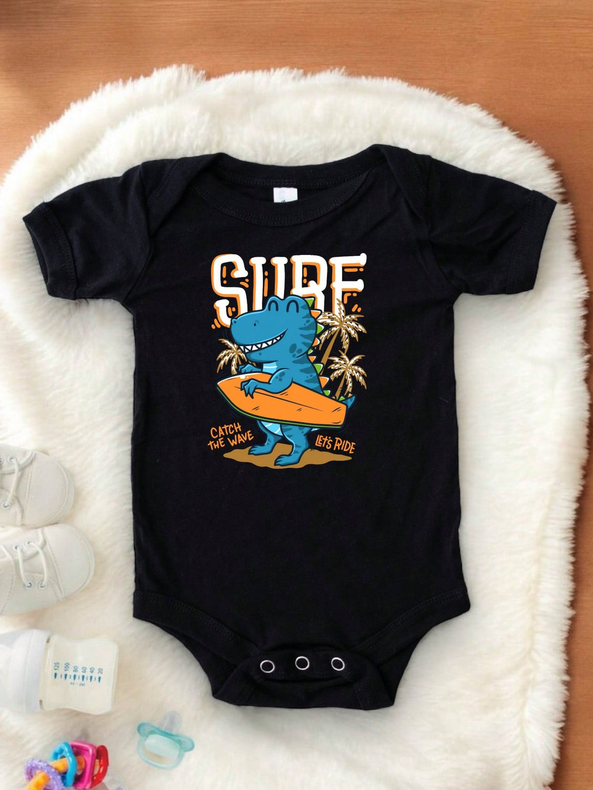 Surf Catch The Wave Dinosaur Kids Bodysuit