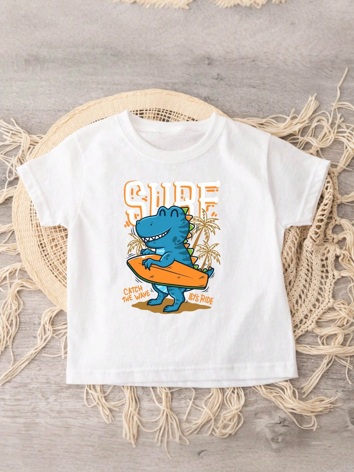 Surf Catch The Wave Dinosaur Kids T-Shirt