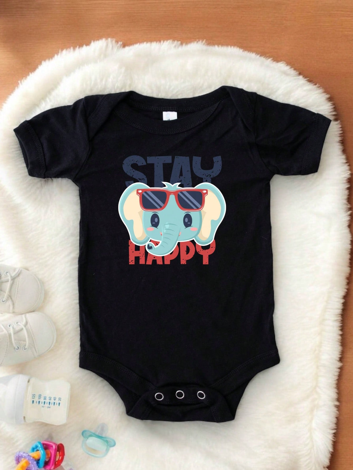 Stay Happy Elephant Kids Bodysuit