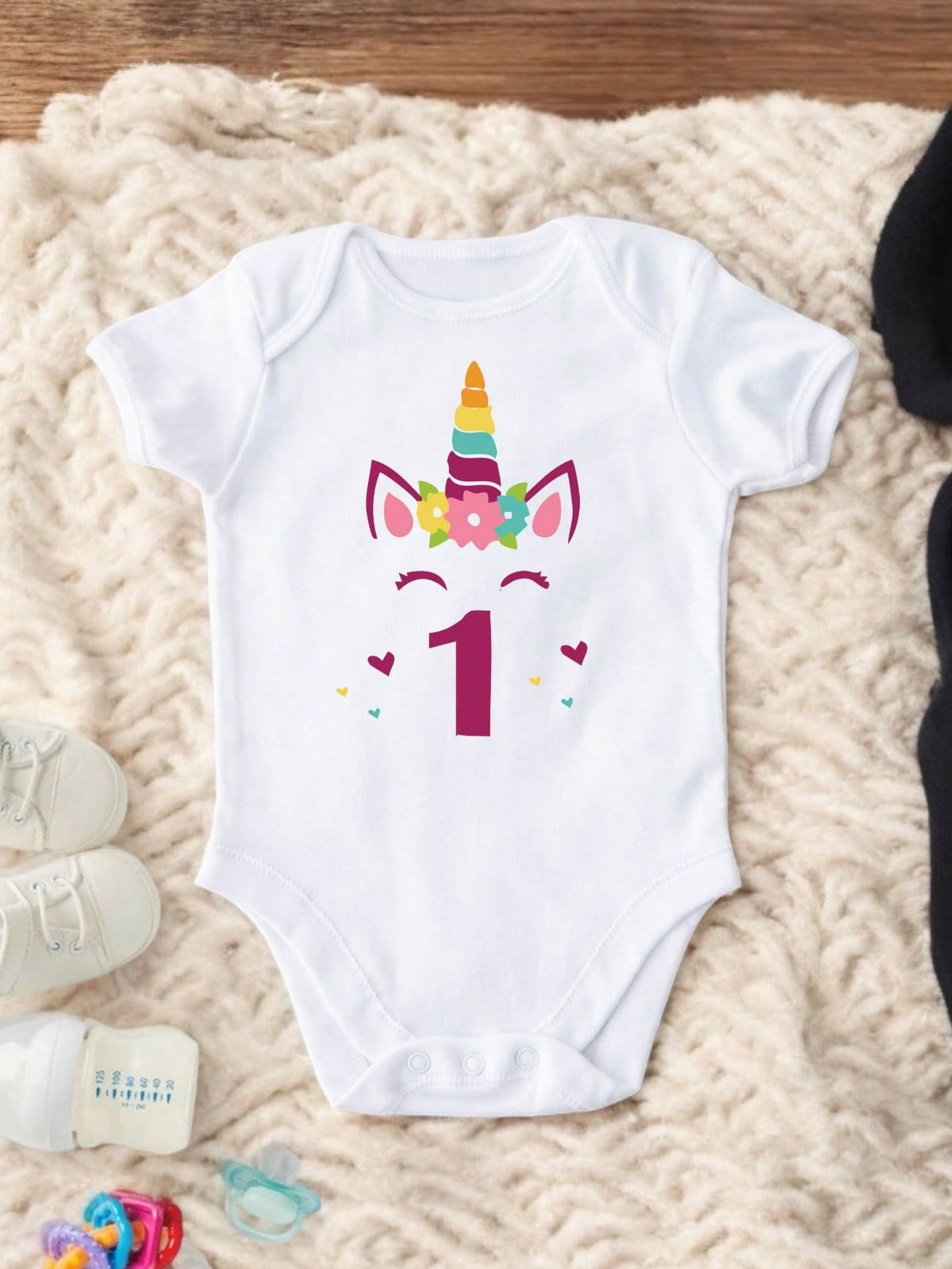 My First Birthday Unicorn Themed Bodysuit