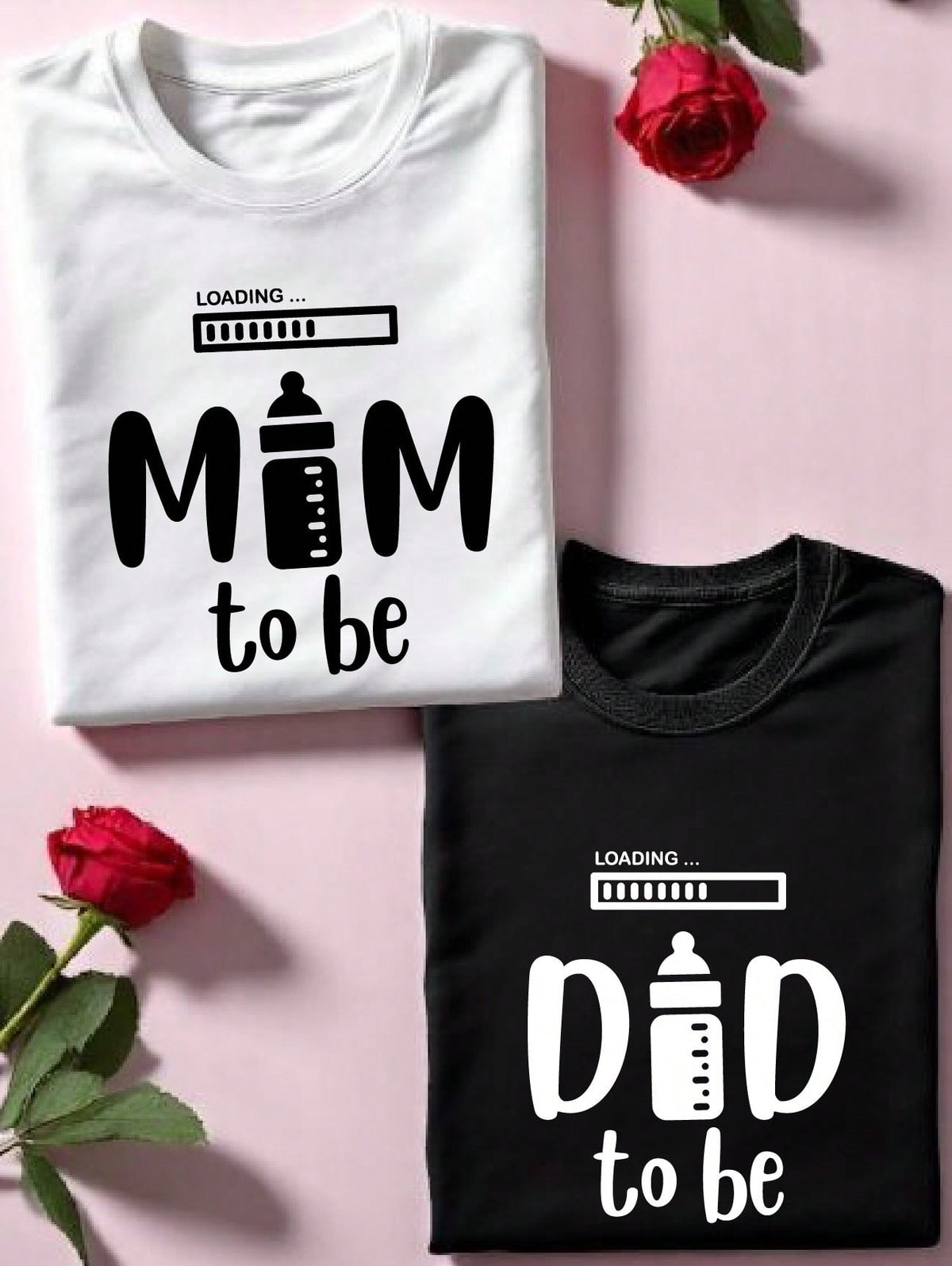 1pc Mom Dad To Be Loading T-Shirt