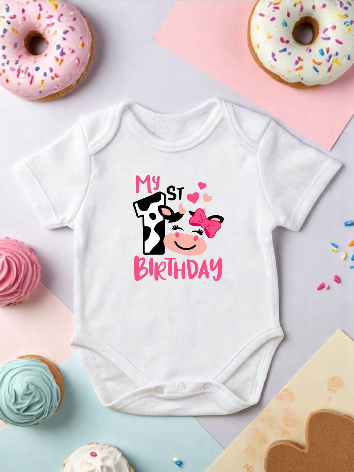 One Birthday Cow Bodysuit