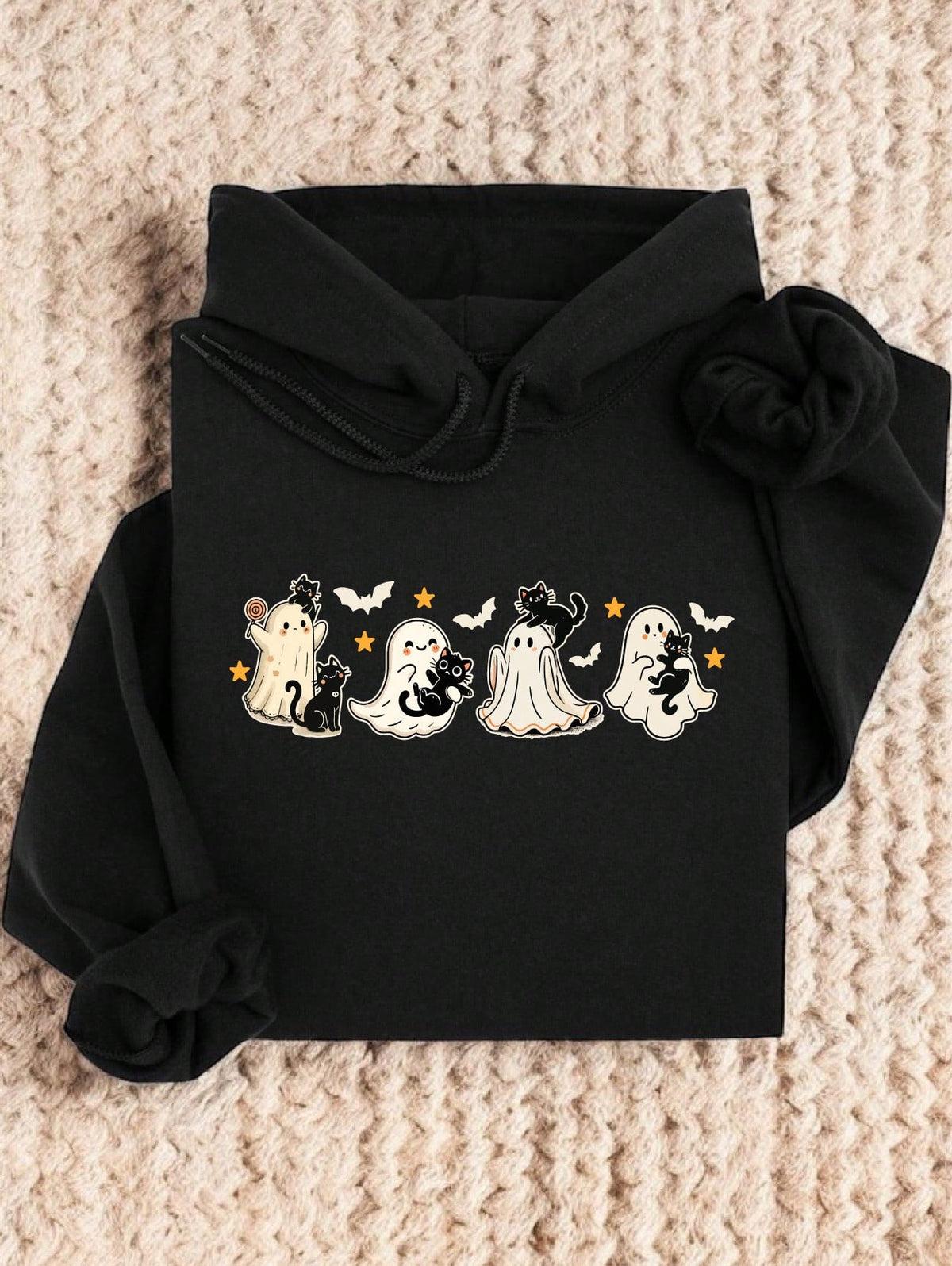 Halloween Cute Ghosts And Black Cats Hoodie