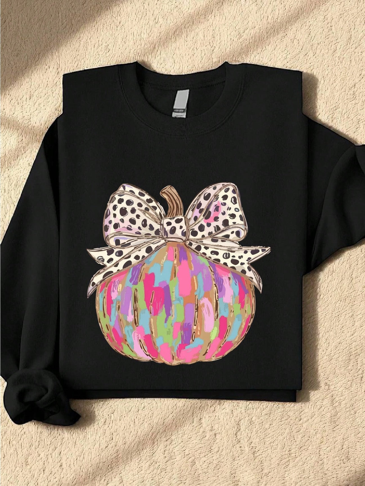 Retro Colorful Pumpkin With A Bow Sweatshirt