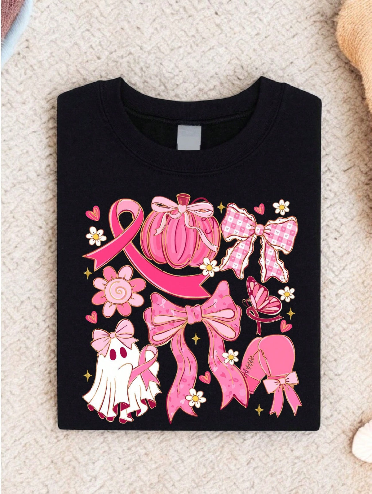 Cute Halloween Breast Cancer Groovy T-Shirt