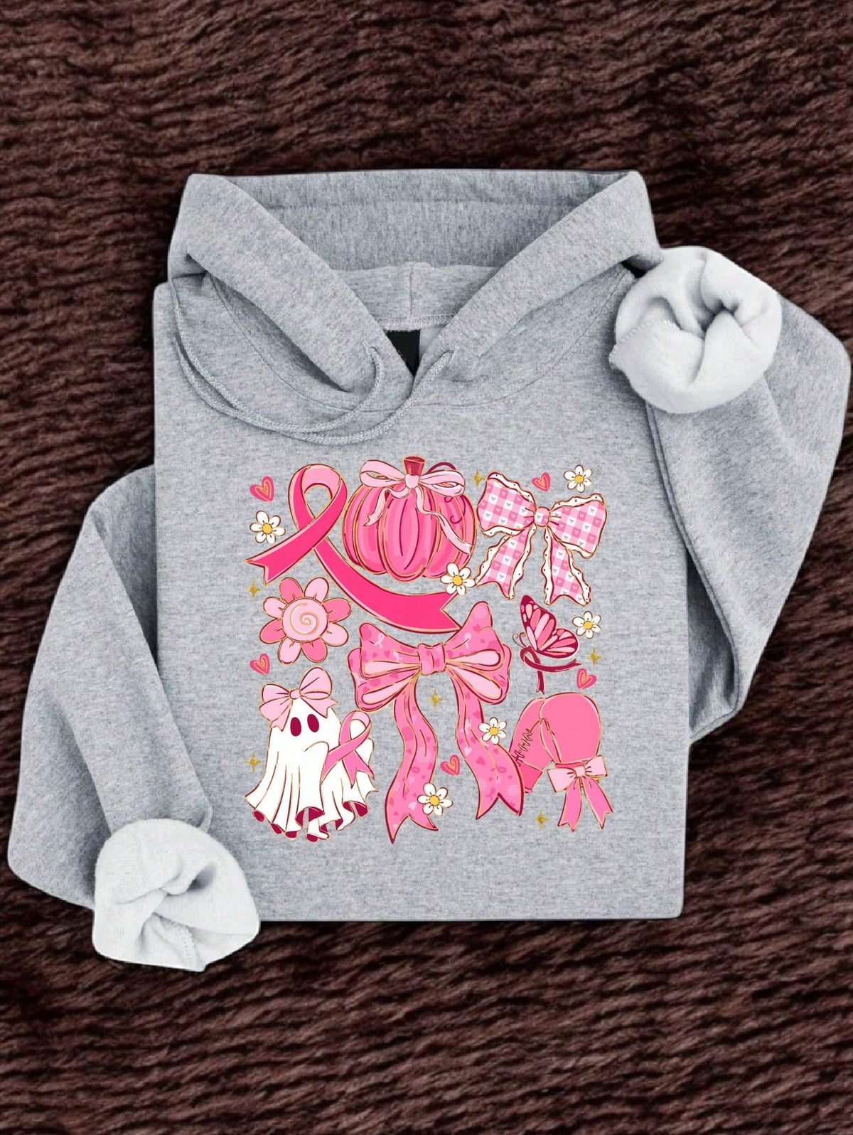 Cute Halloween Breast Cancer Groovy Hoodie