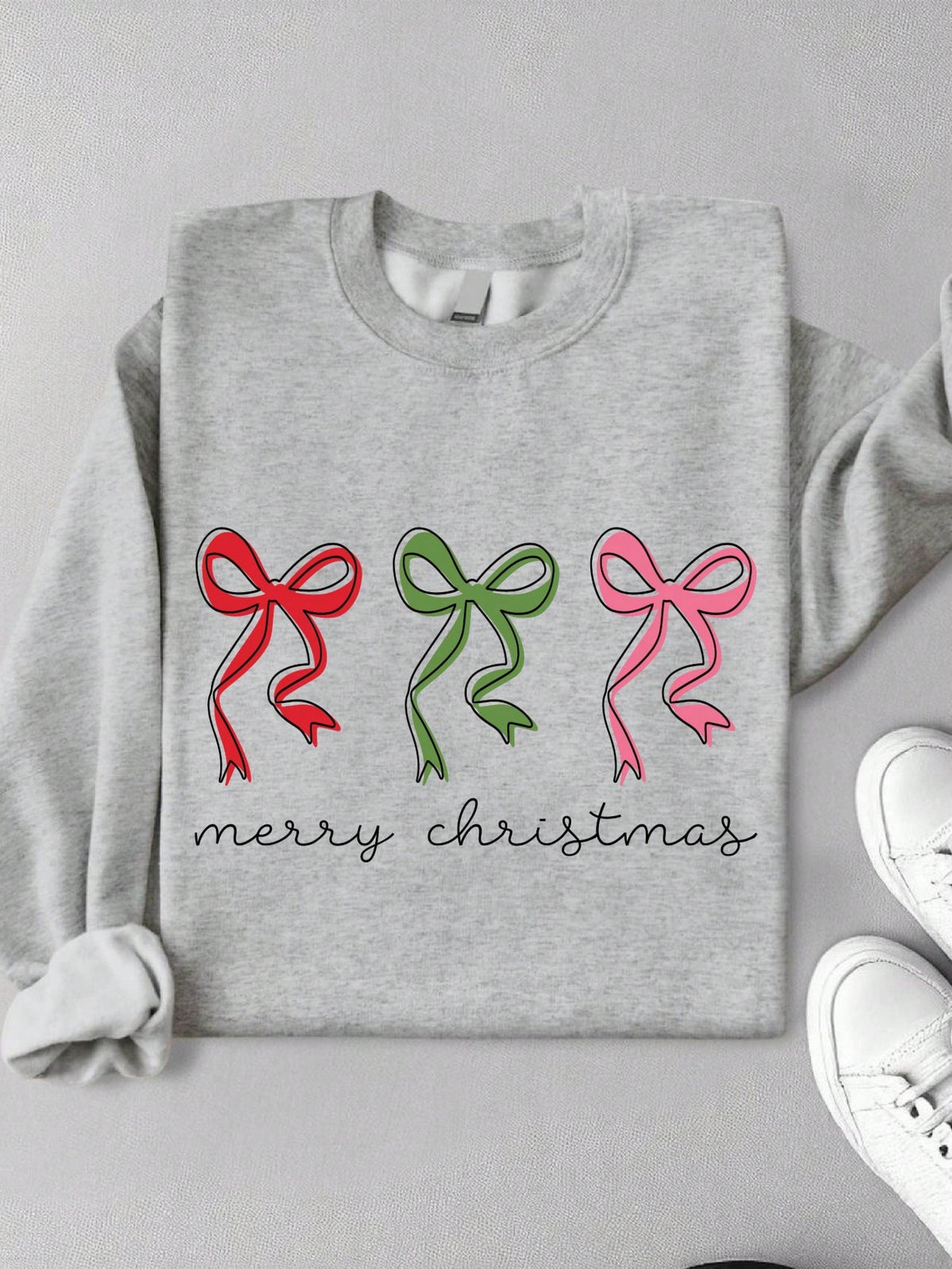 Coquette Minimalist Merry Christmas Bows Unisex Sweatshirt