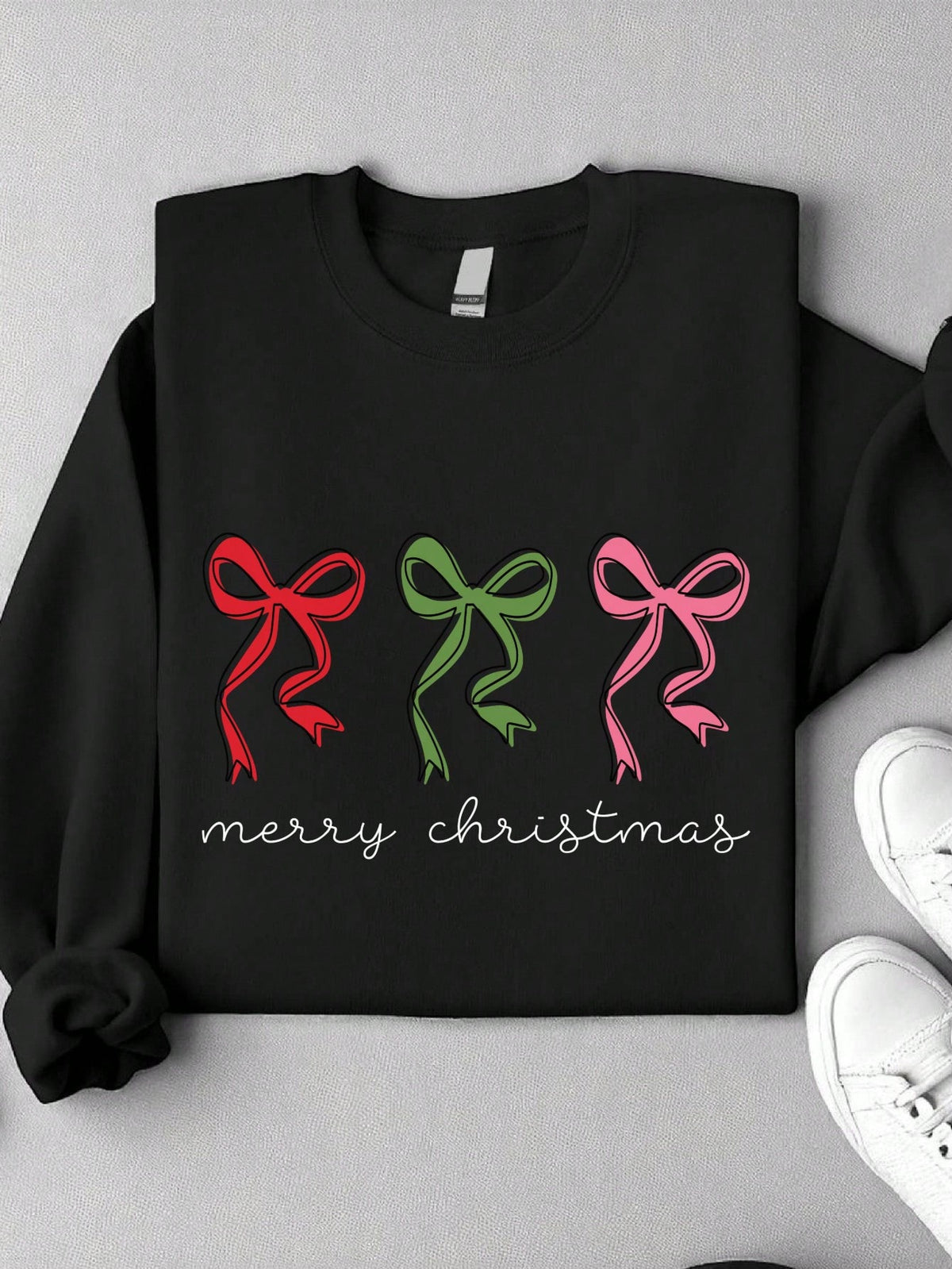 Coquette Minimalist Merry Christmas Bows Unisex Sweatshirt