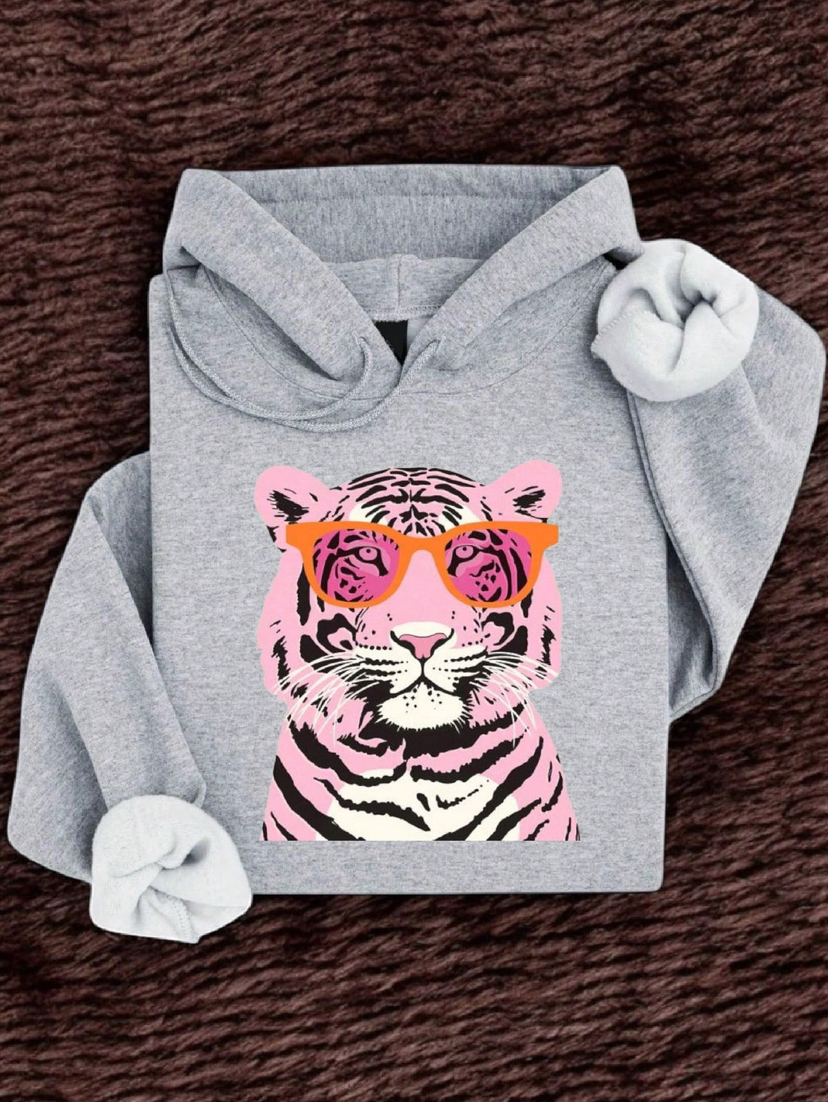 Pink Tiger Orange Glasses Hoodie