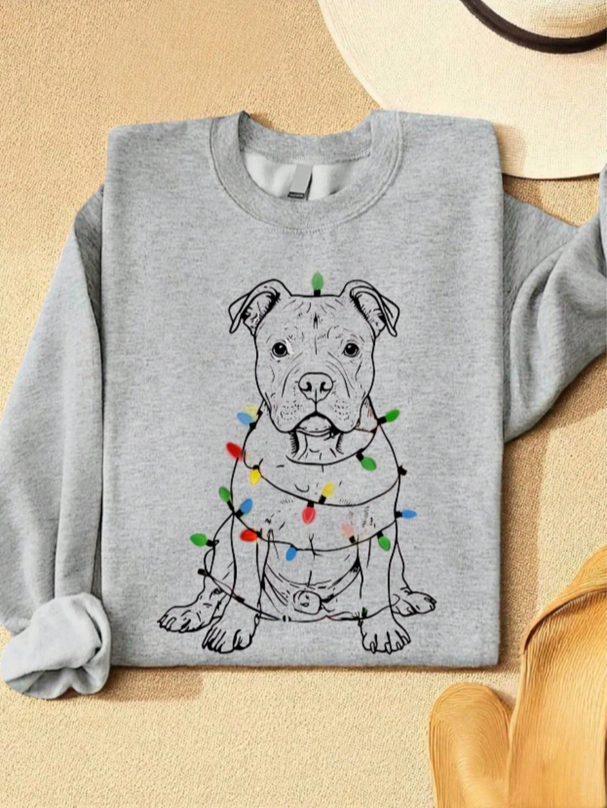 Pit Bull With Christmas Lights Sweatshirt