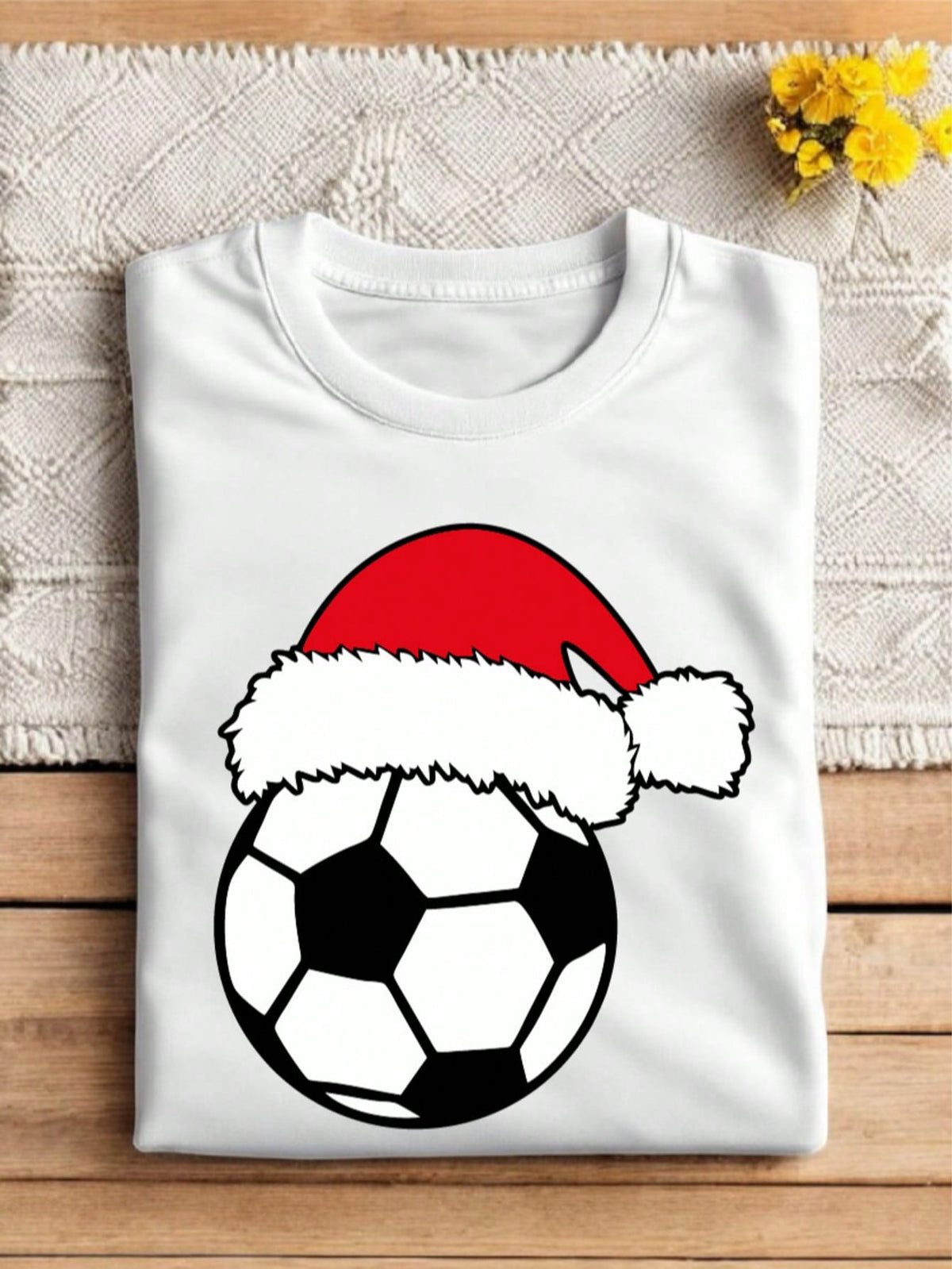 Christmas Soccer Ball Santa Hat T-Shirt