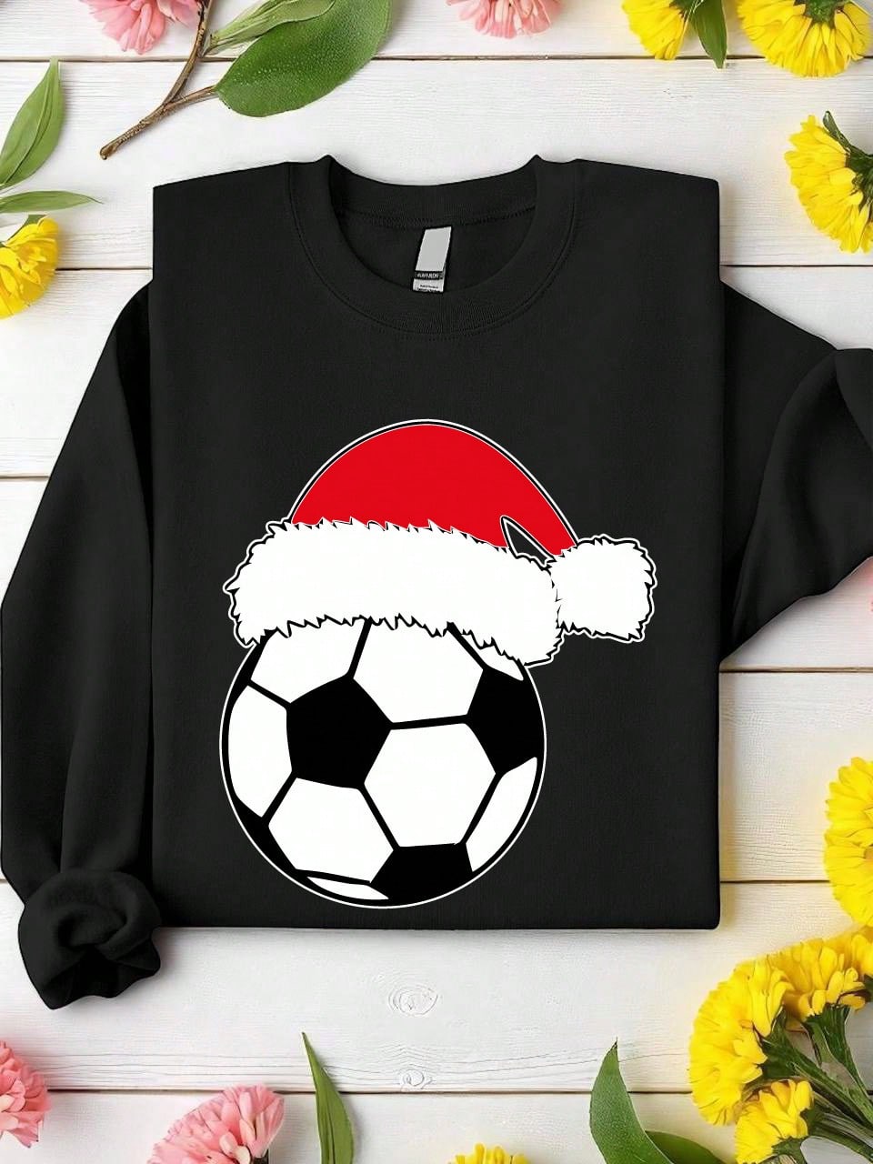 Christmas Soccer Ball Santa Hat Sweatshirt