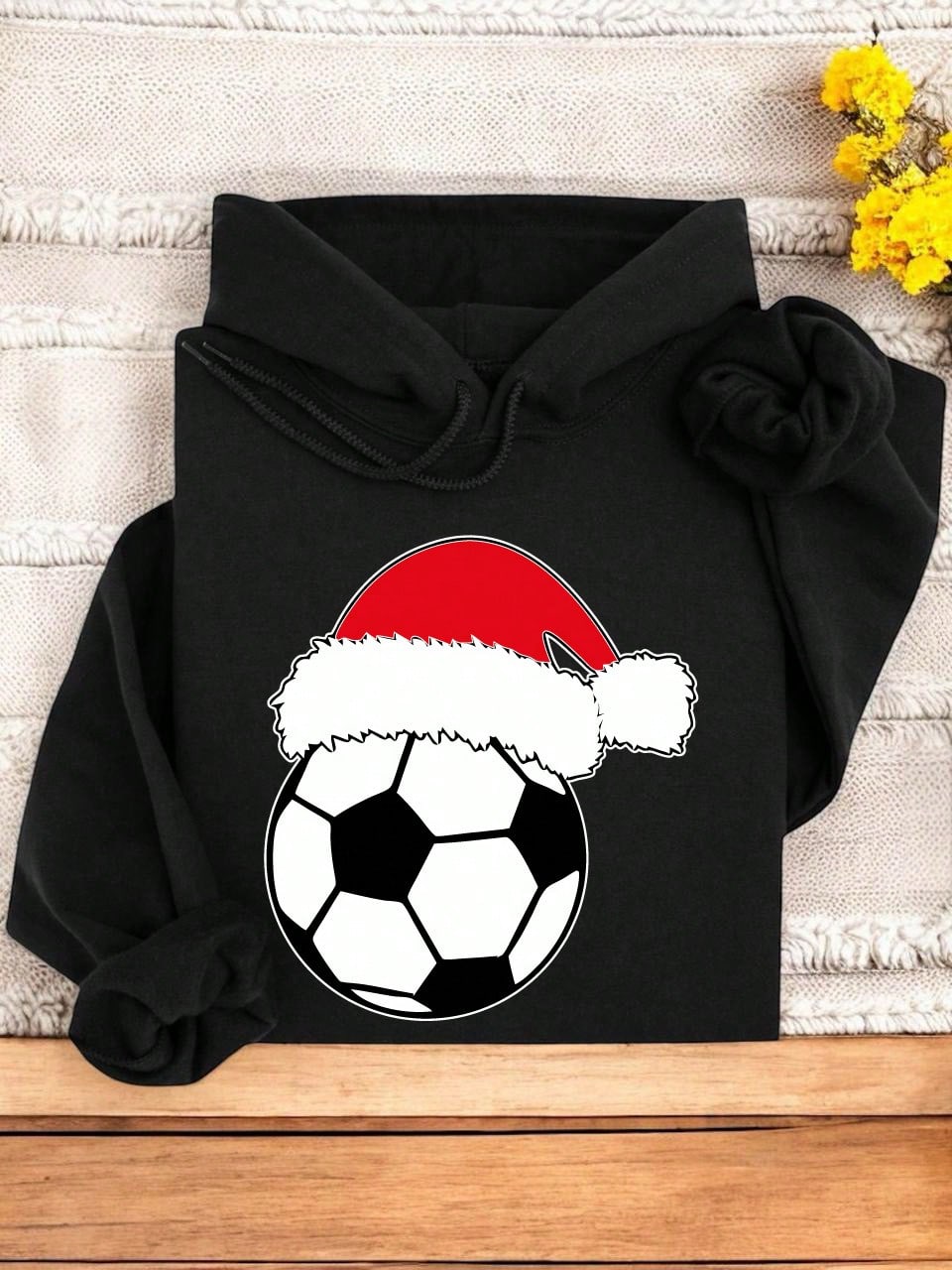 Christmas Soccer Ball Santa Hat Hoodie
