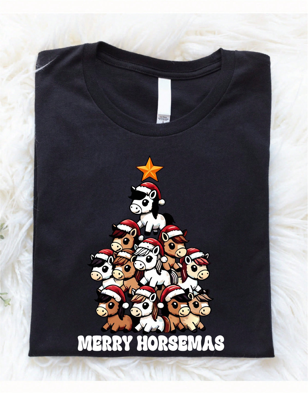 Cute Horses Christmas Tree T-Shirt