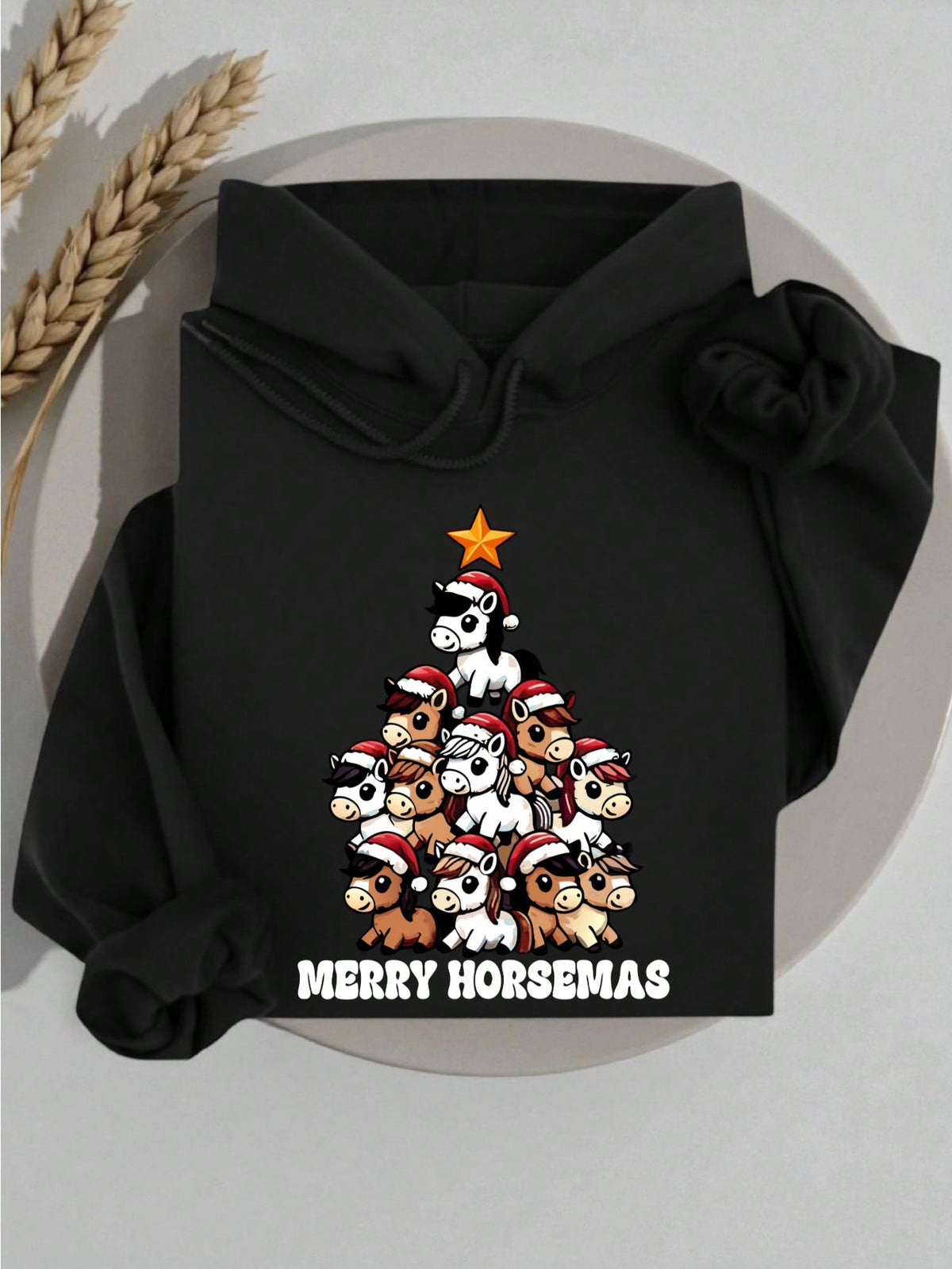 Cute Horses Christmas Tree Hoodie