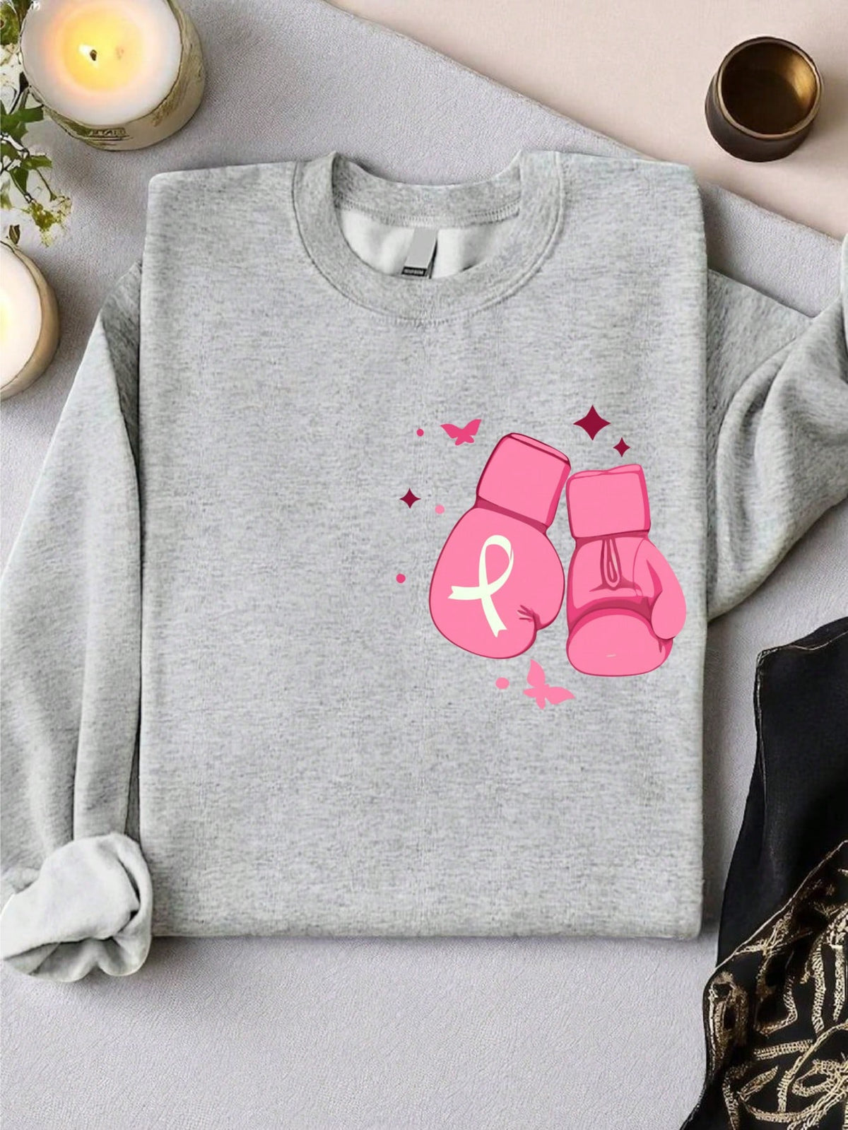 Breast Cancer Gloves Pocket Sweatshirt