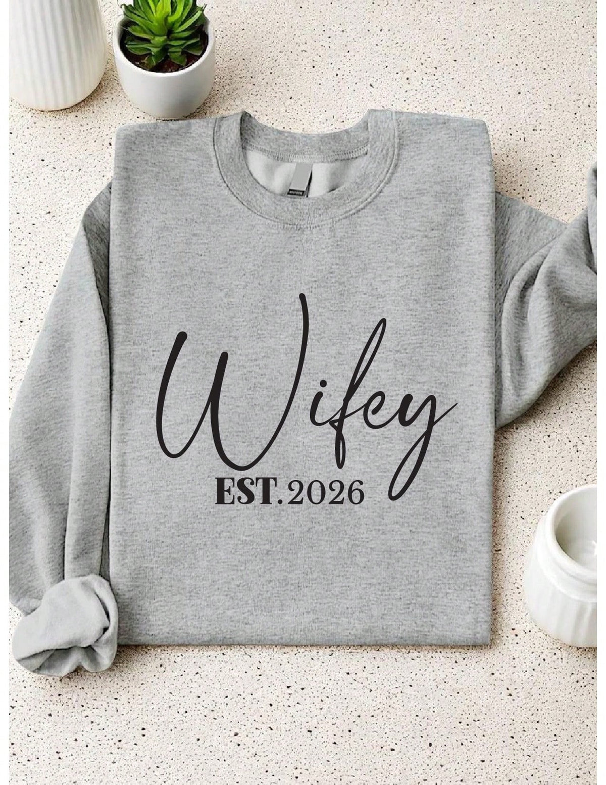 'Wifey' & 'Hubby' EST. 2026 Matching Couple Sweatshirt