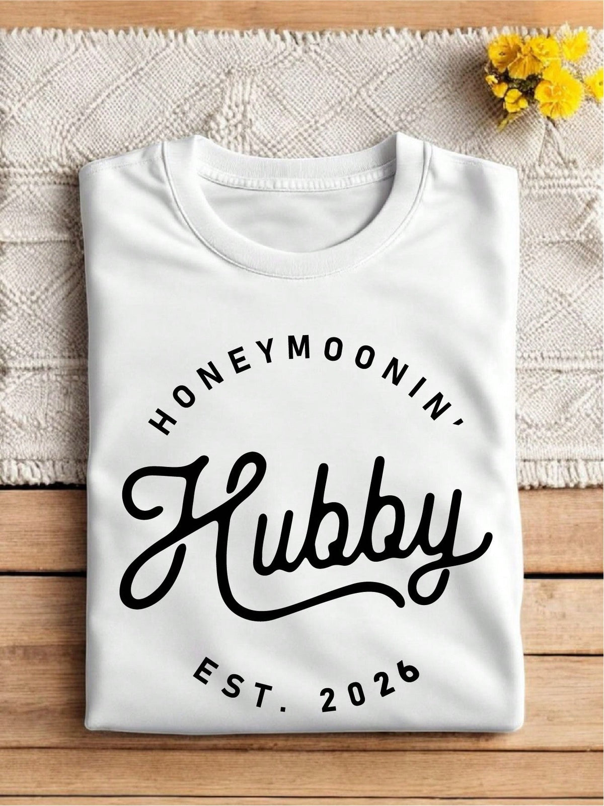 1PC Honeymoonin' Hubby EST.2026 T-Shirt