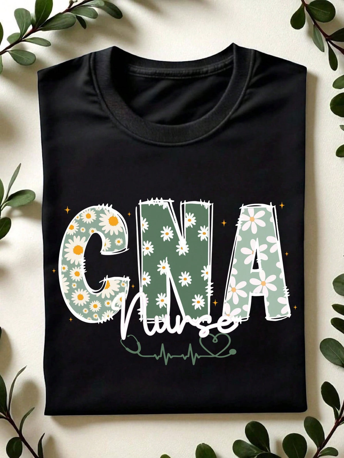 Floral CNA Nurse T-Shirt