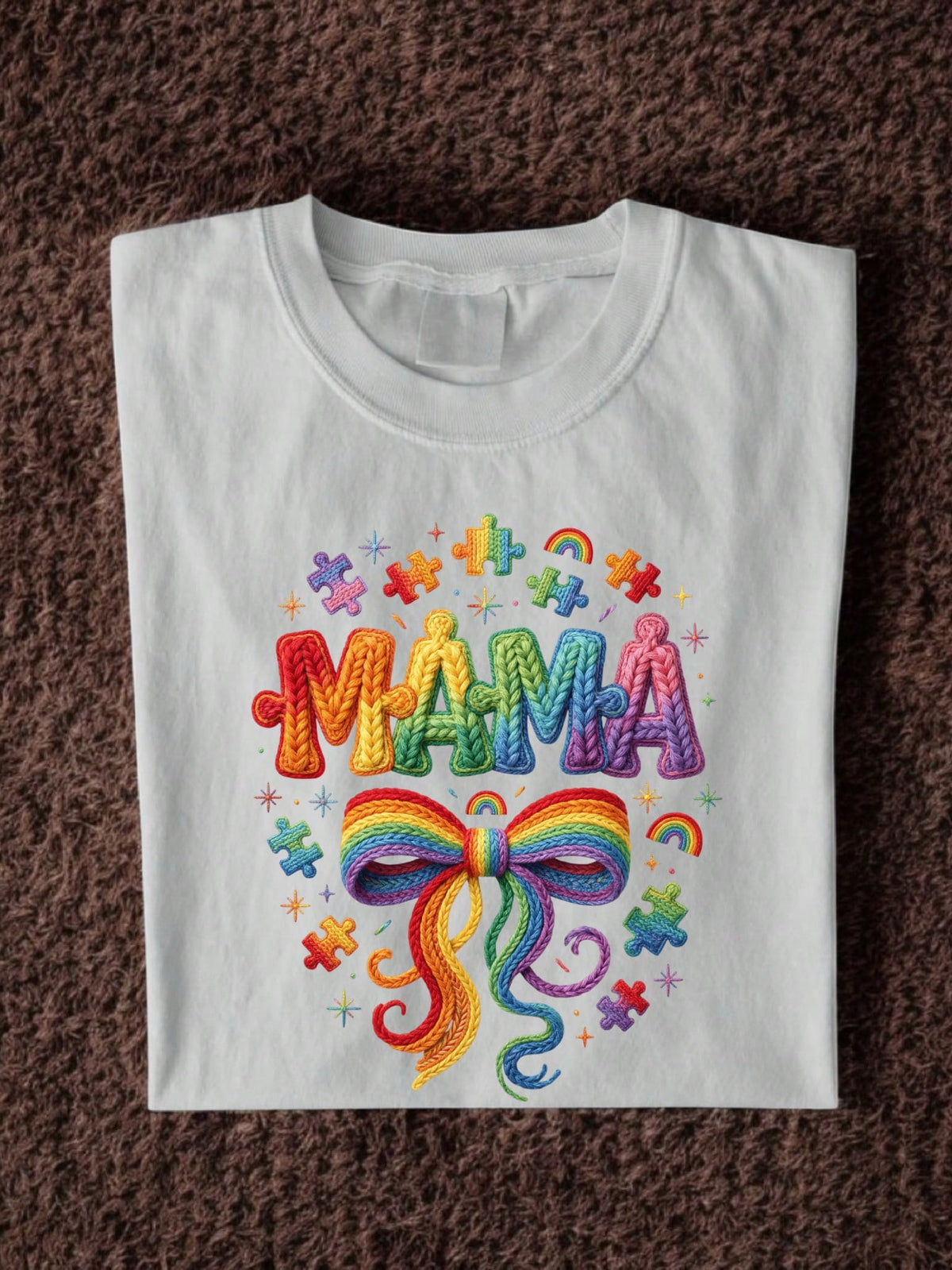 Faux Yarn Crochet Autism Mama T-Shirt