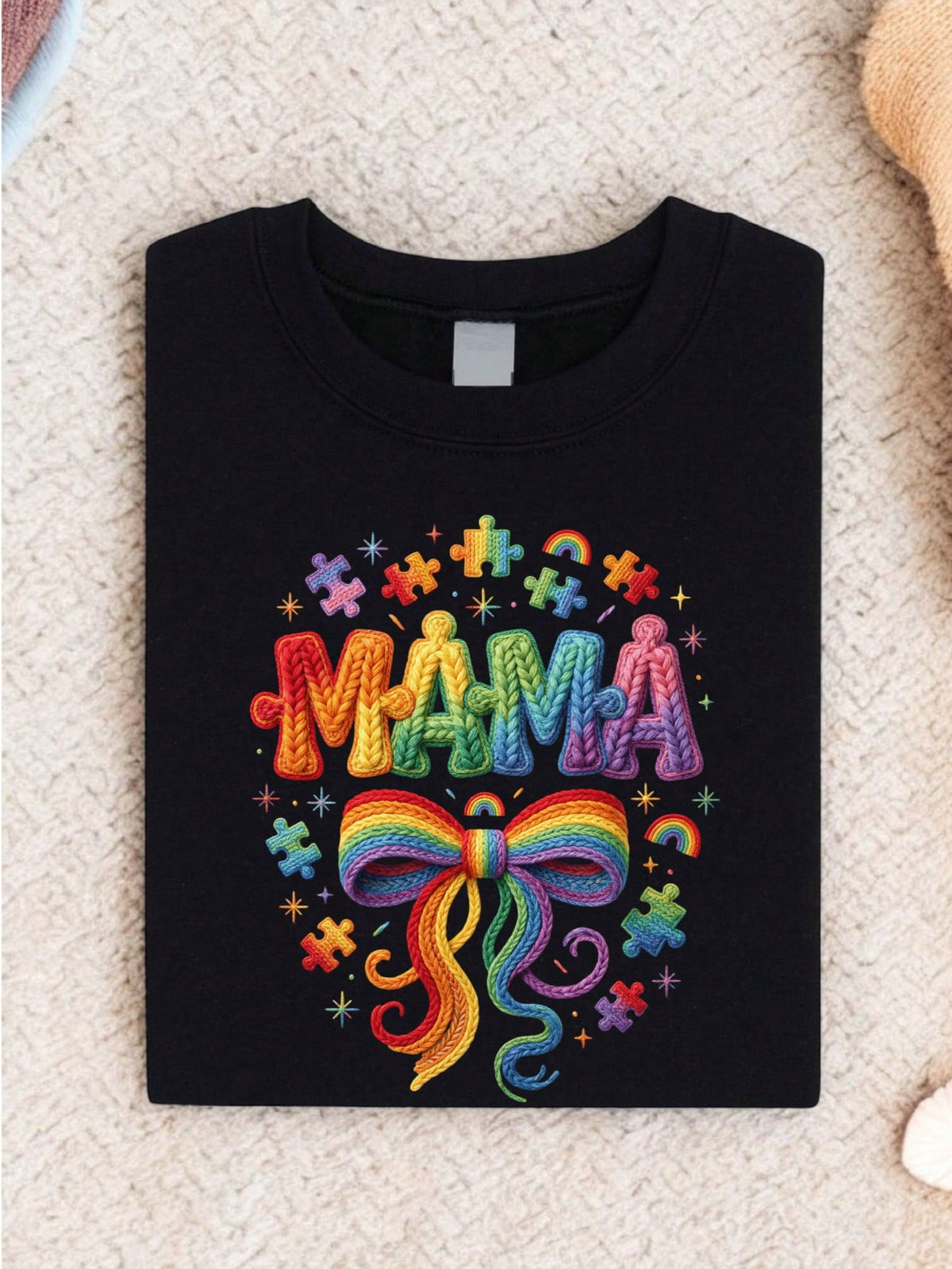 Faux Yarn Crochet Autism Mama T-Shirt
