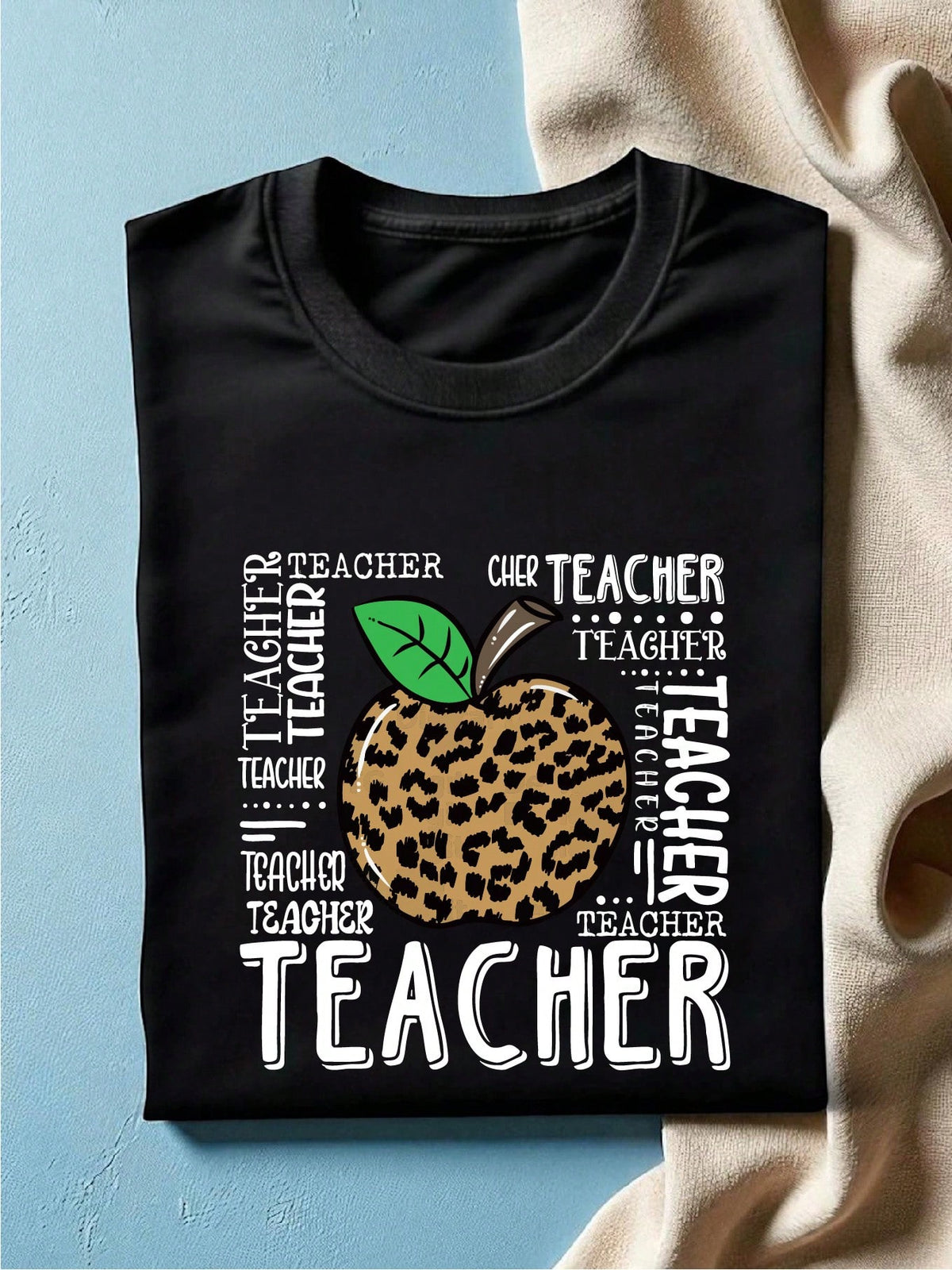 Teacher Leopard Apple T-Shirt