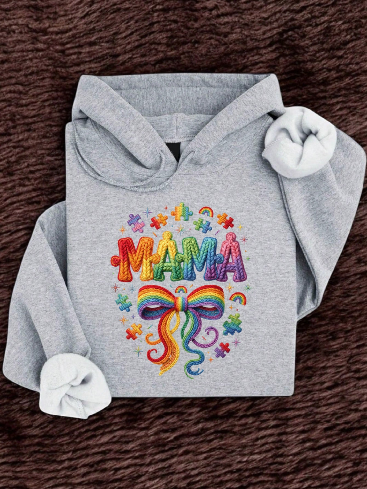 Faux Crochet Autism Mama Hoodie