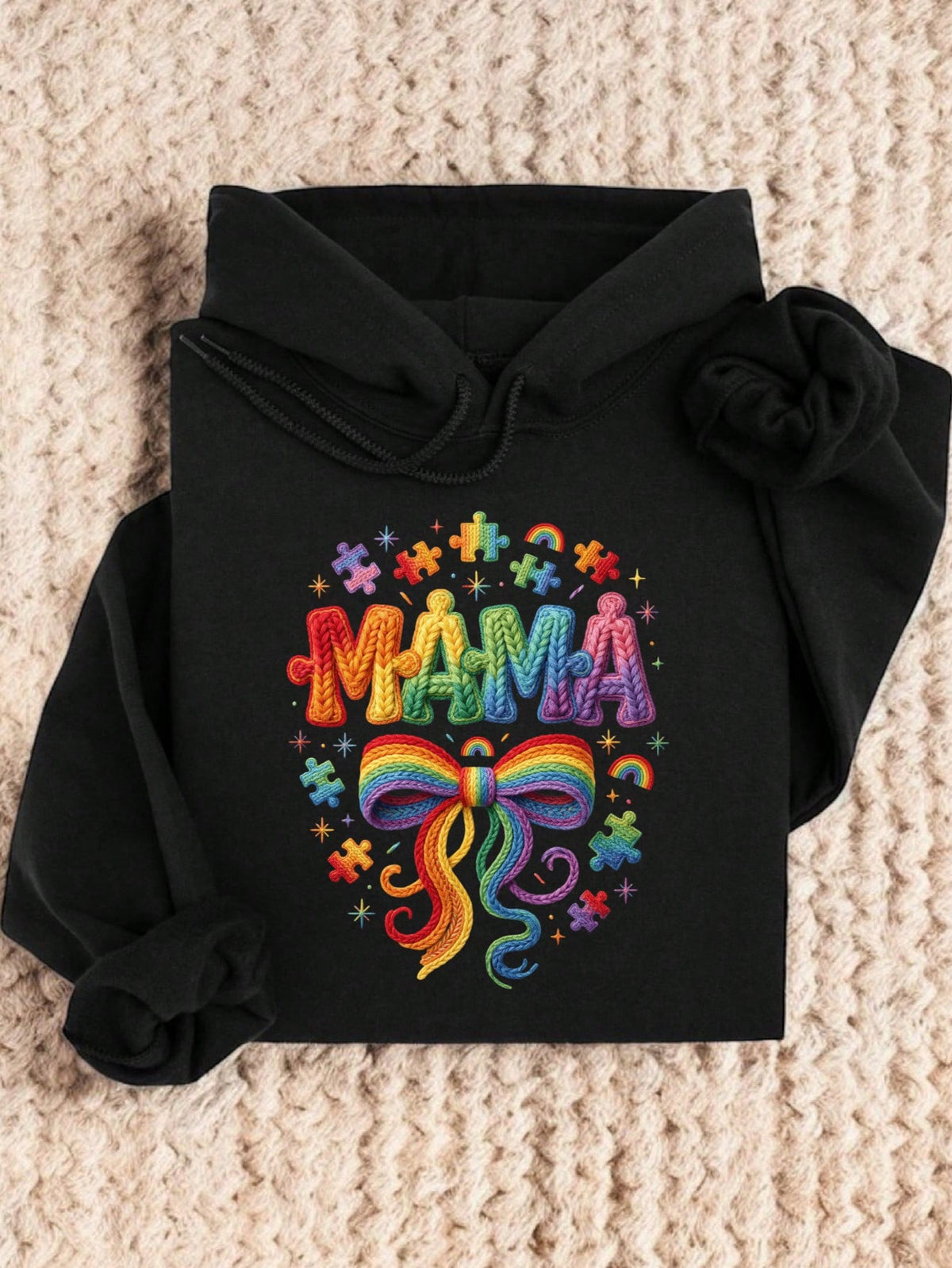 Faux Crochet Autism Mama Hoodie
