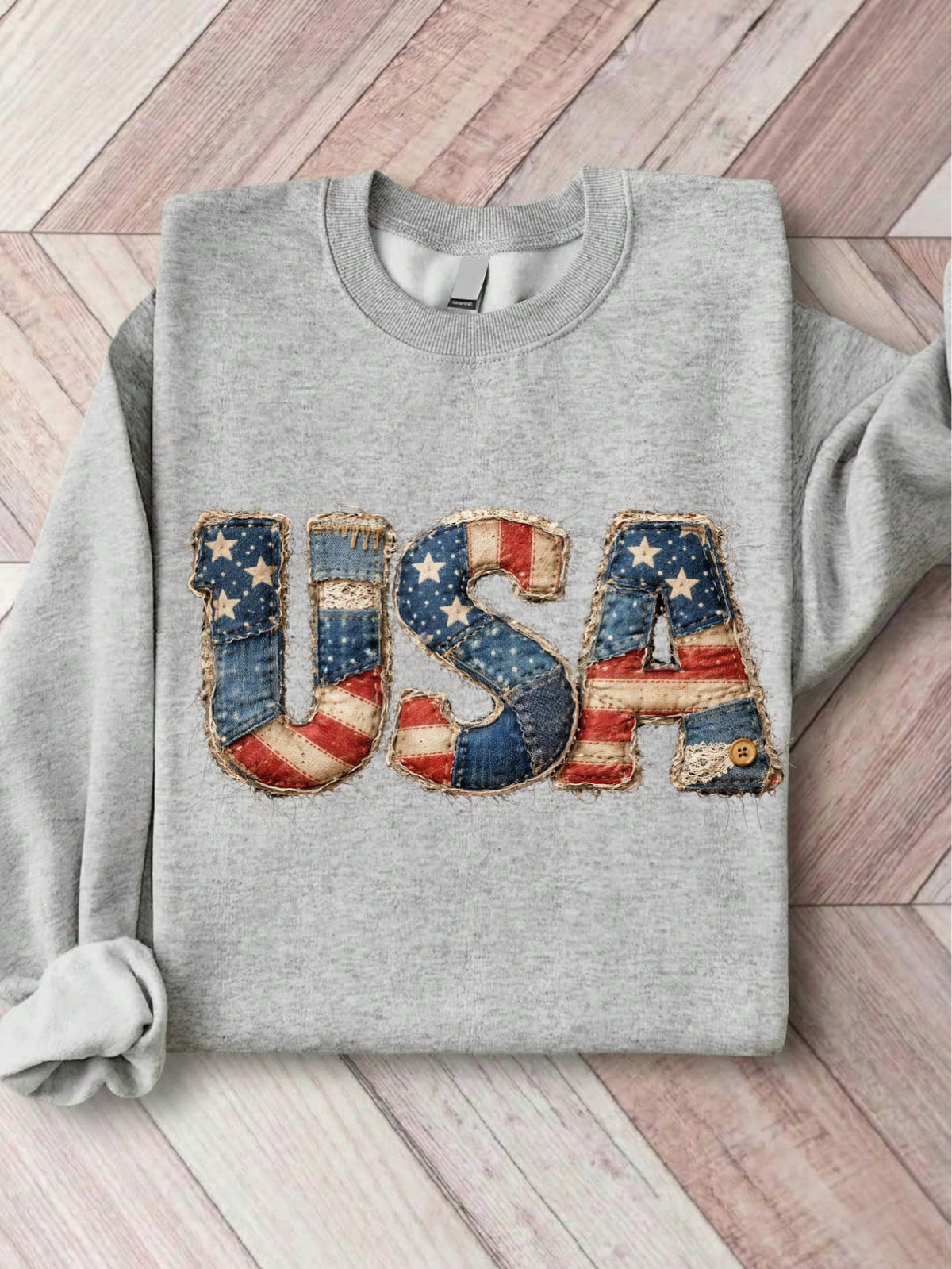 USA Faux Patchwork Sweatshirt