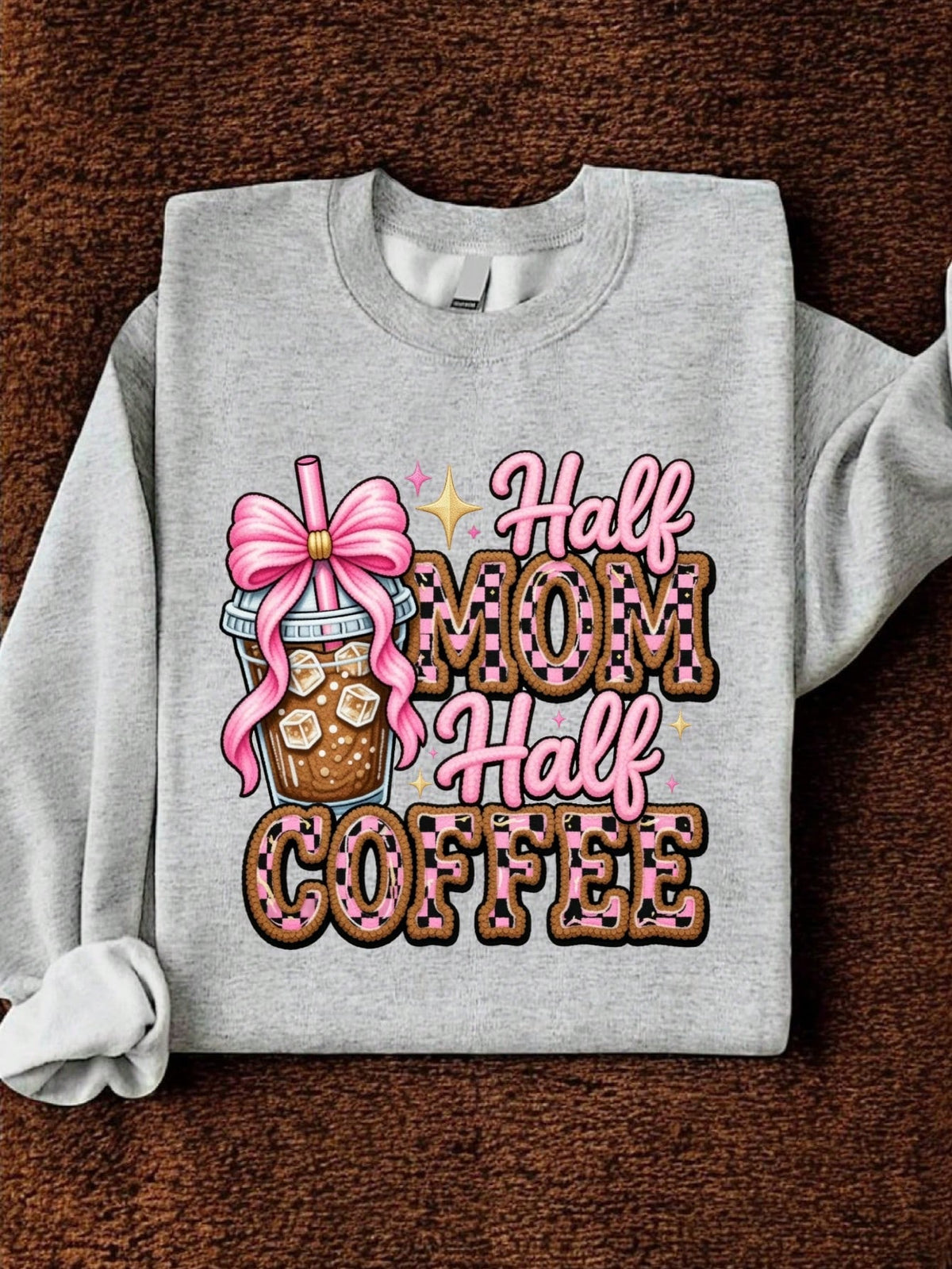 Half Mom Half Coffee Faux Sweatshirt