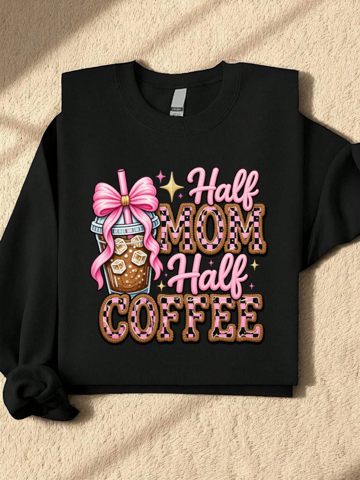 Half Mom Half Coffee Faux Sweatshirt