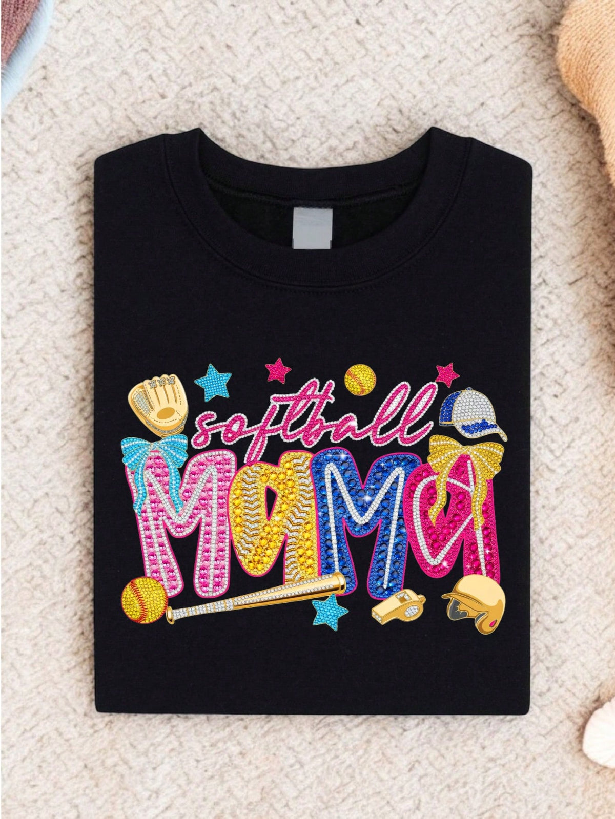 Softball Mama Bling Rhinestone T-Shirt