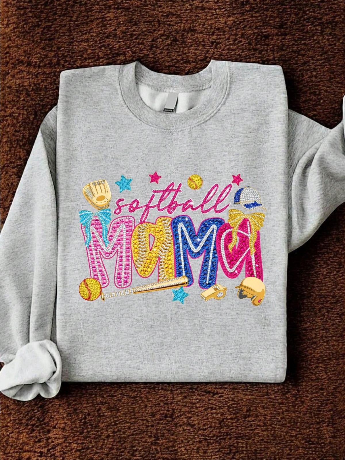 Softball Mama Bling Rhinestone Sweatshirt