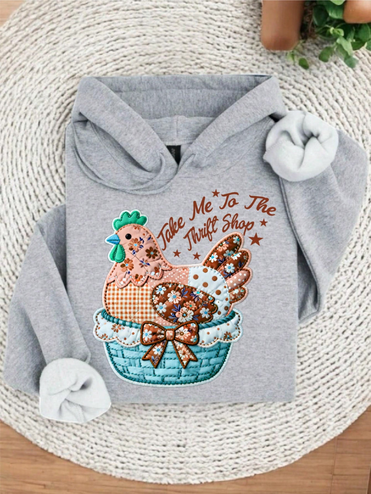 Gingham Faux Embroidery Coquette Bow Hoodie