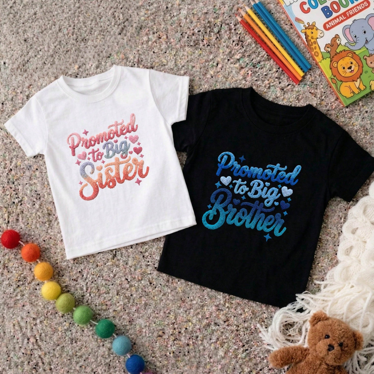 1 PC Promoted To Big Sister Brother T-Shirt