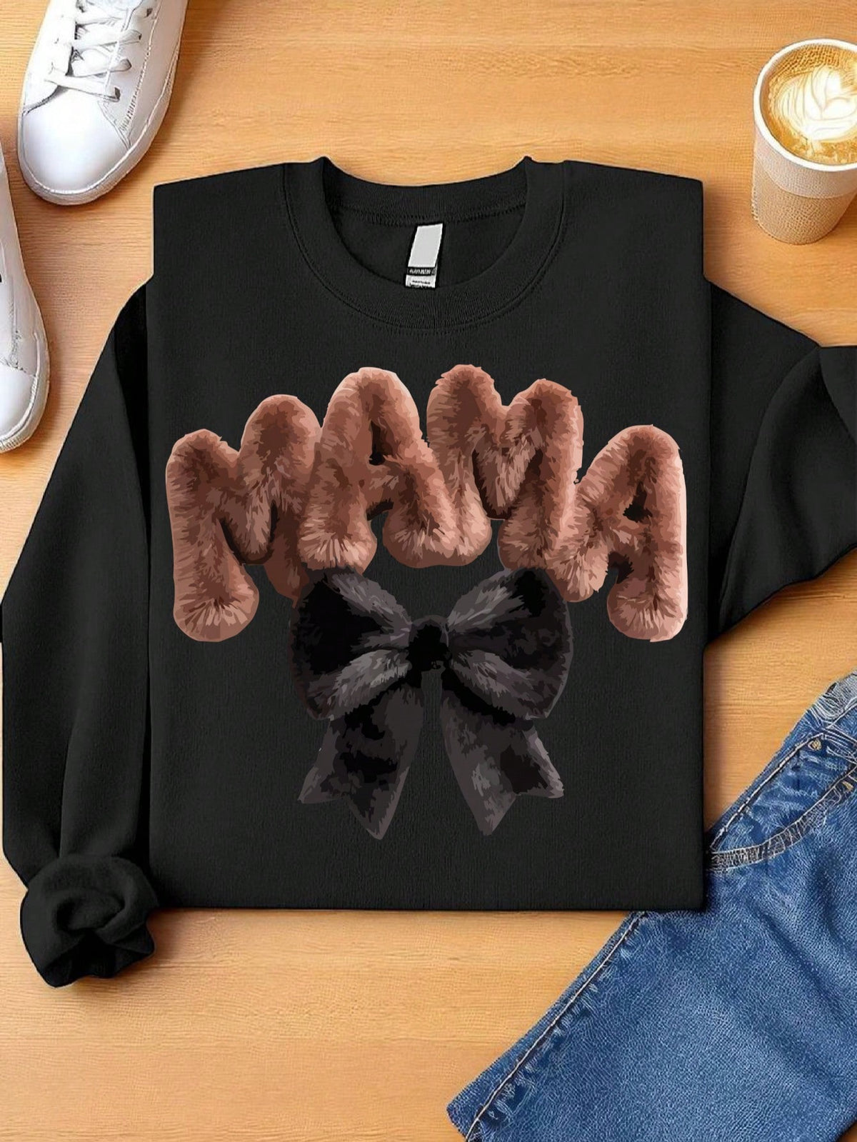 Faux Embroidered Mama Sweatshirt