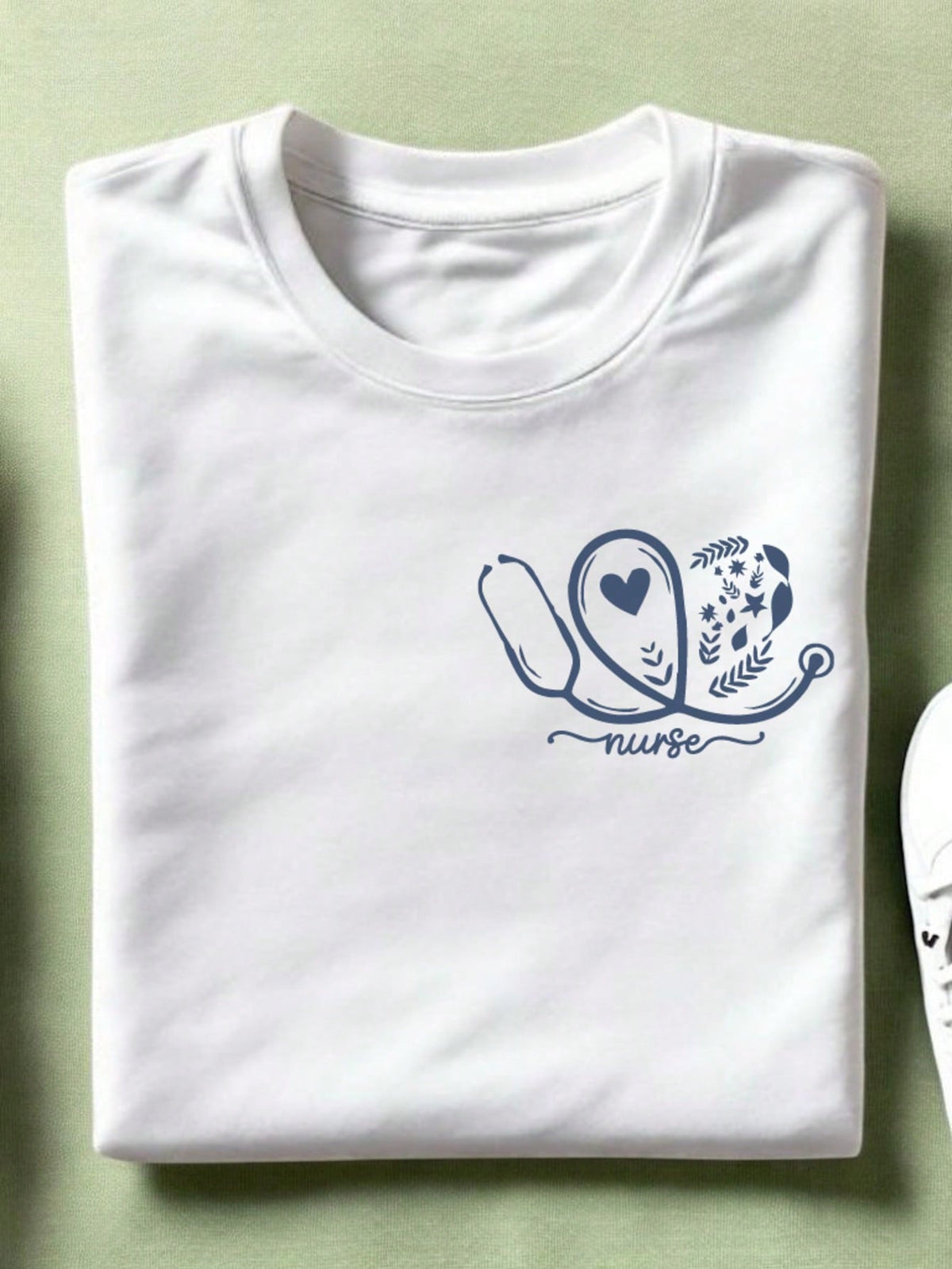 Floral Stethoscope Nurse Pokect T-Shirt