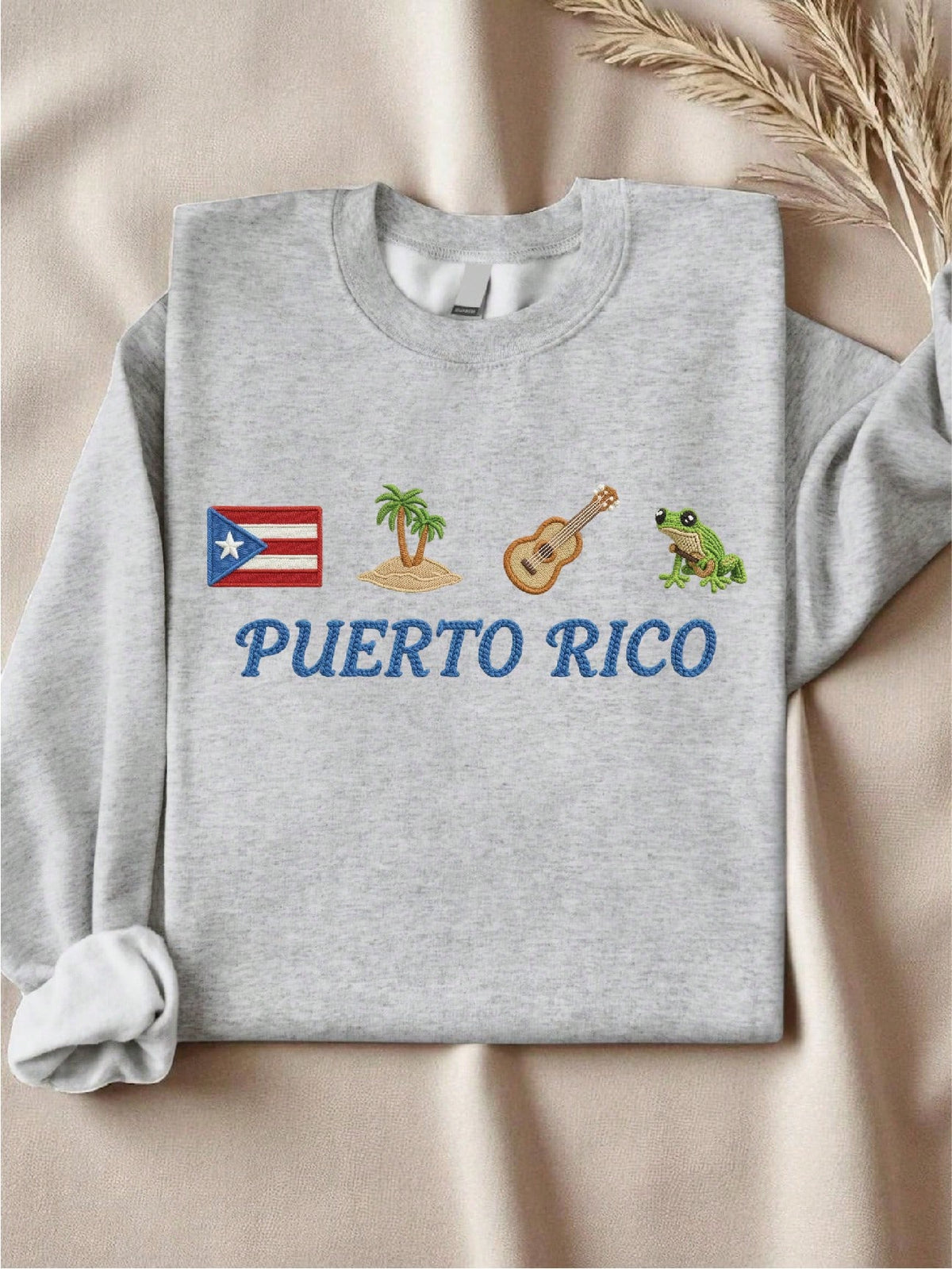 Puerto Rico Faux Yarn Print Sweatshirt