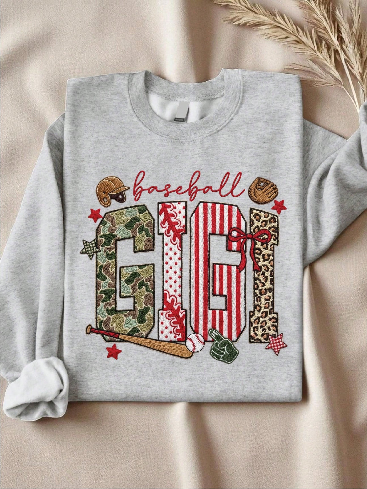 Baseball Gigi Faux Yarn Print Sweatshirt