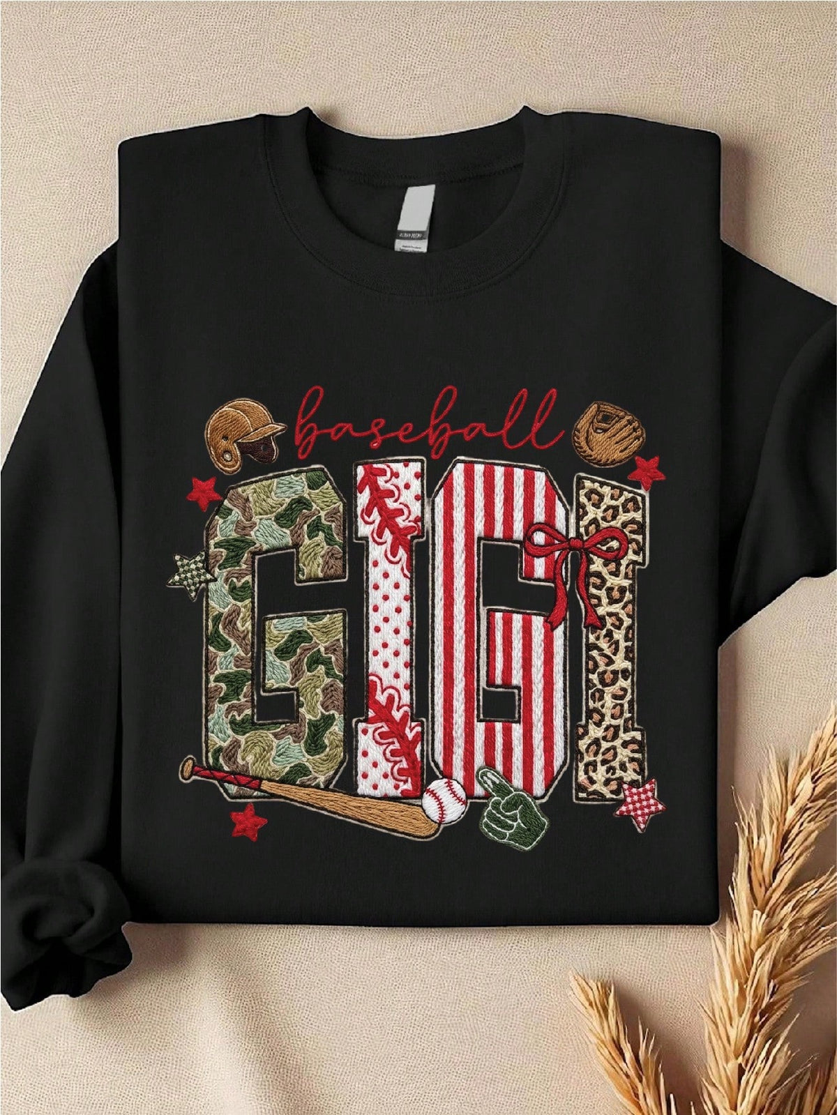 Baseball Gigi Faux Yarn Print Sweatshirt