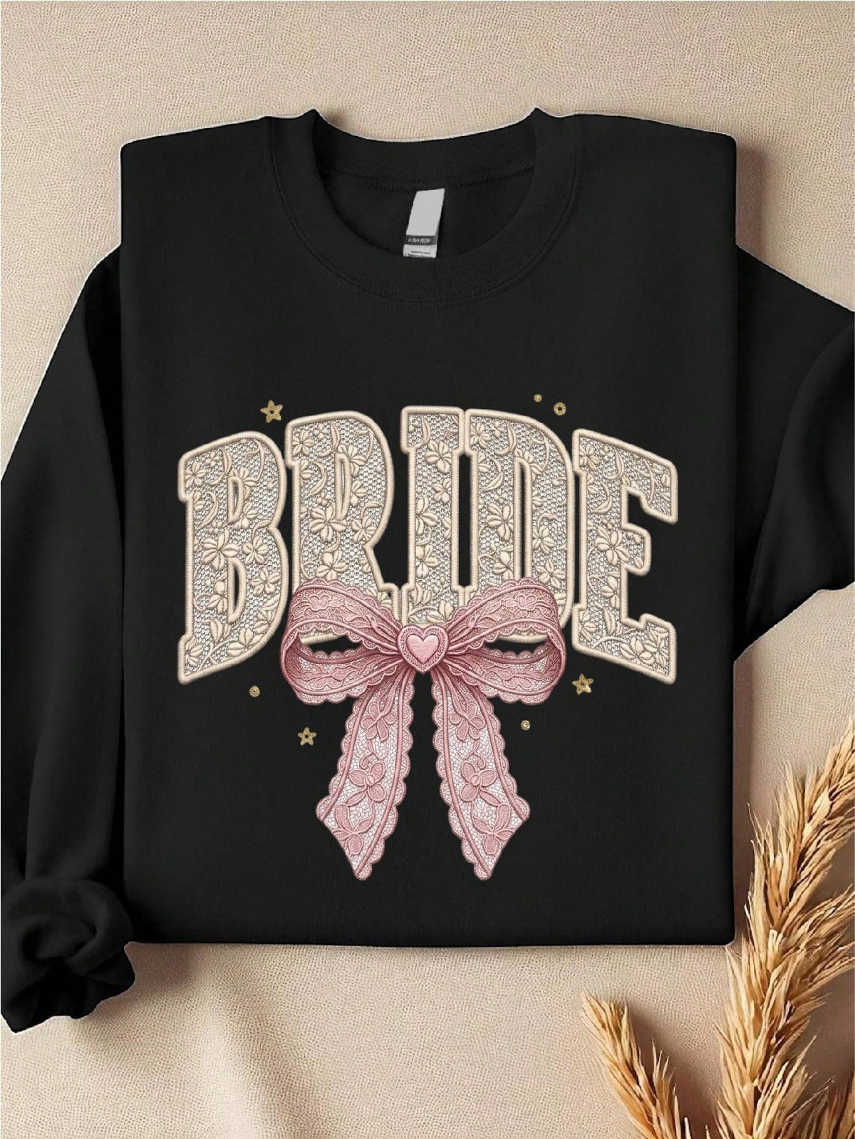 Bride Coquette Faux Yarn Print Sweatshirt