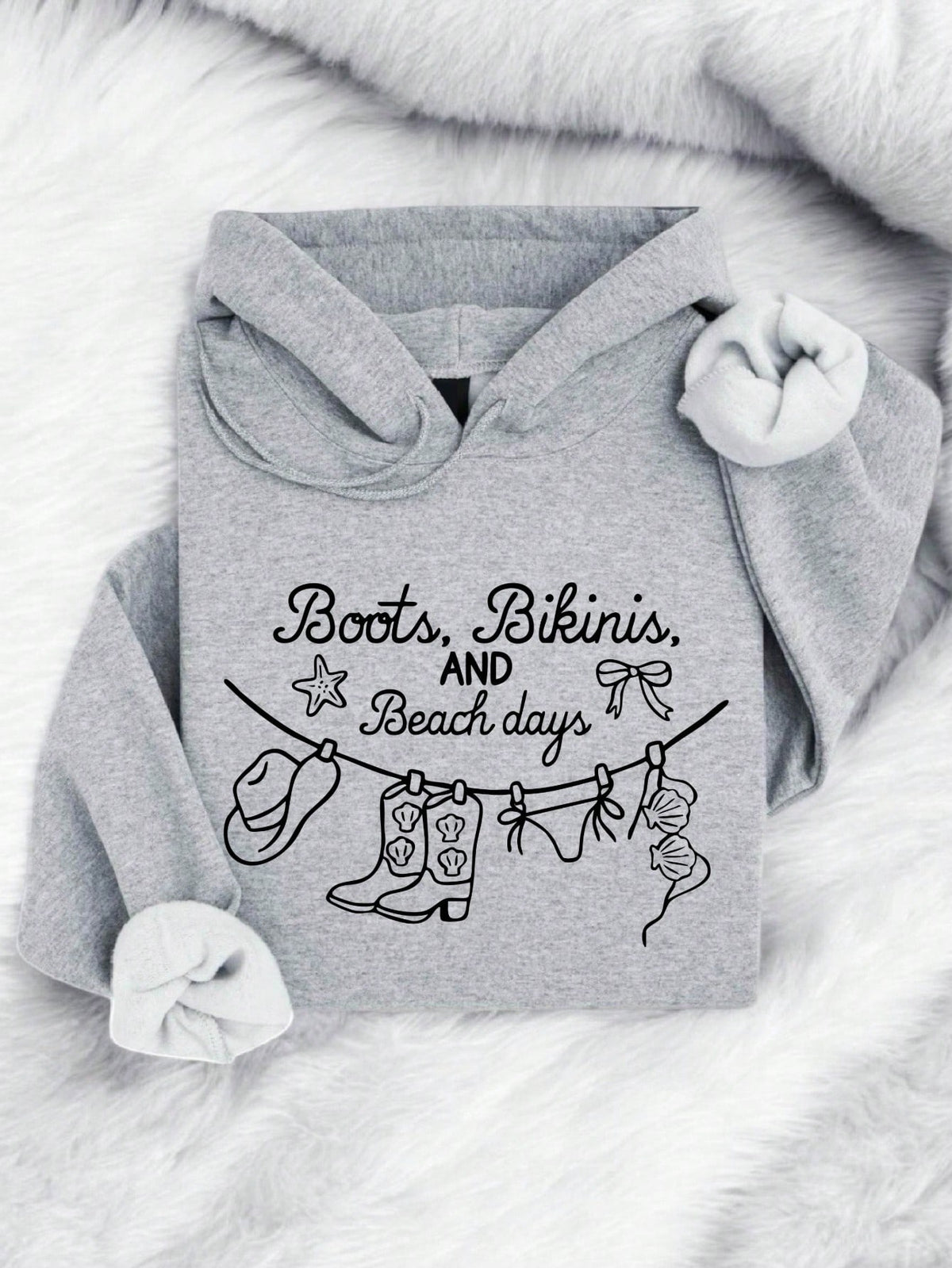 Boots Bikinis And Beach Days Hoodie