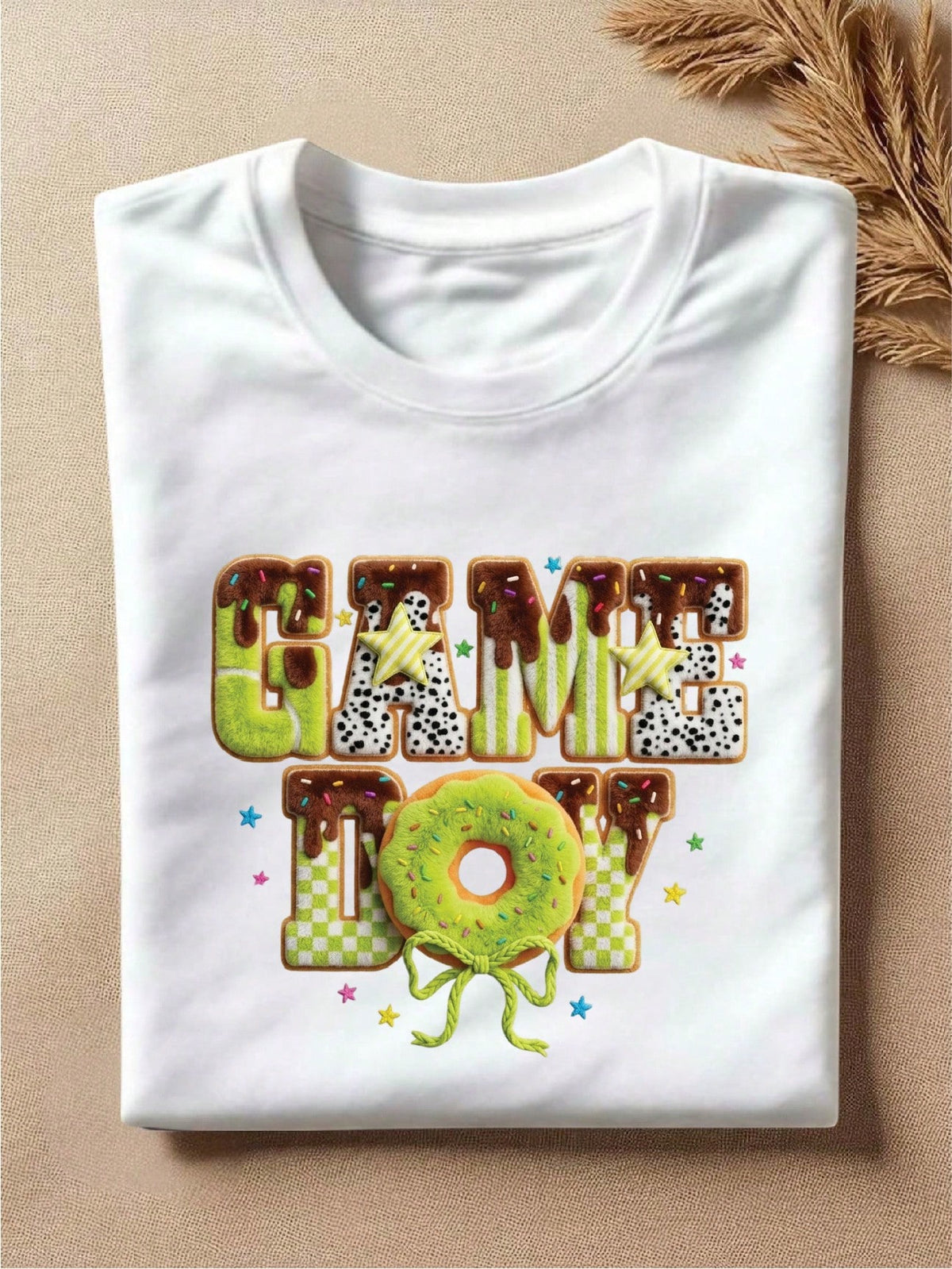 Game Day Tennis Faux Yarn Print T-Shirt