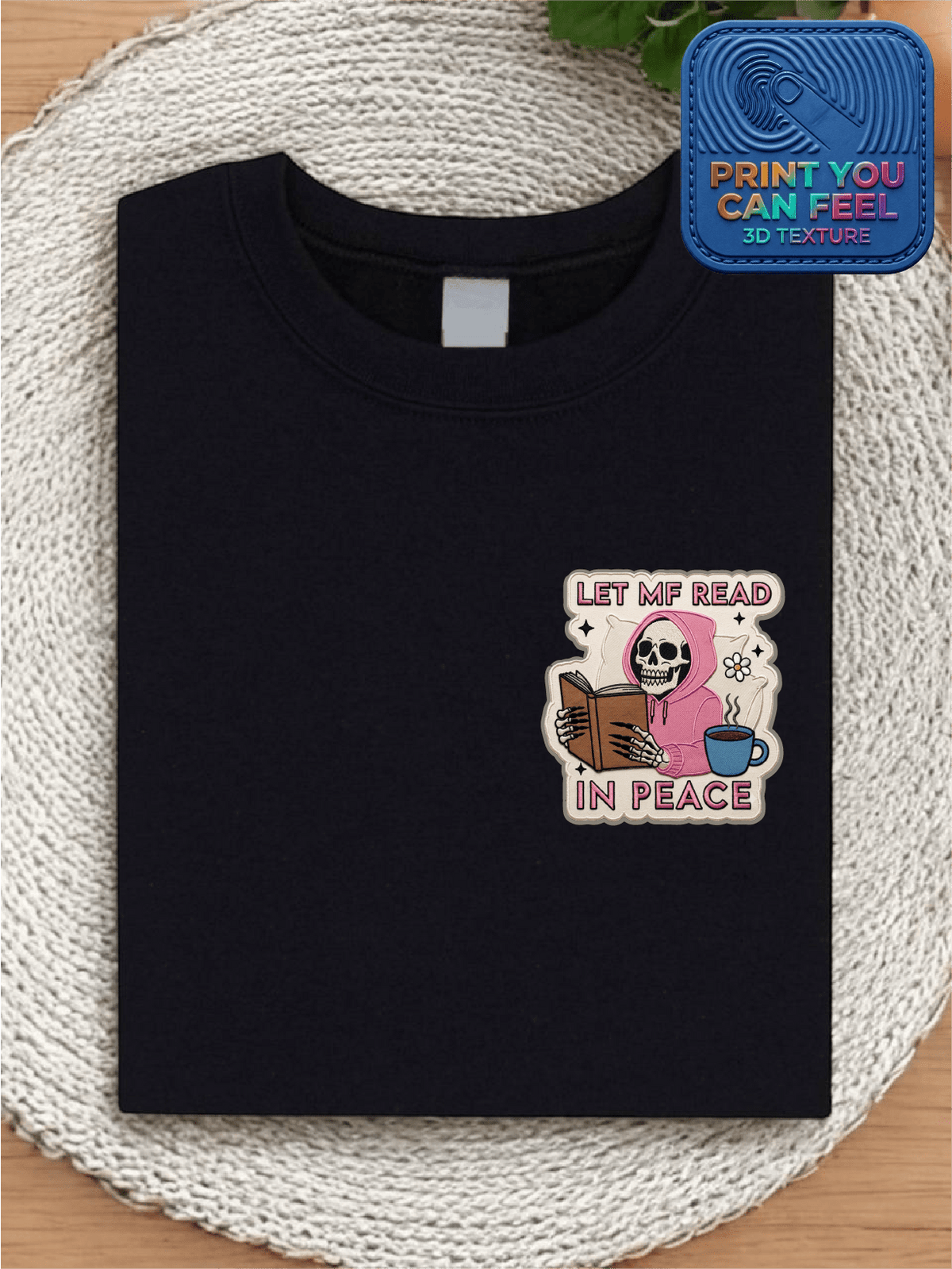 Funny Reader 3D Patch Printed T-Shirt