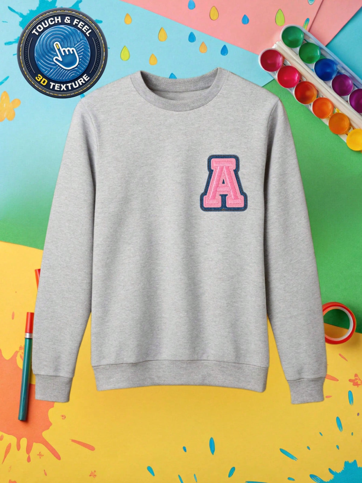 Letter A 3D UV Patch Sweatshirt