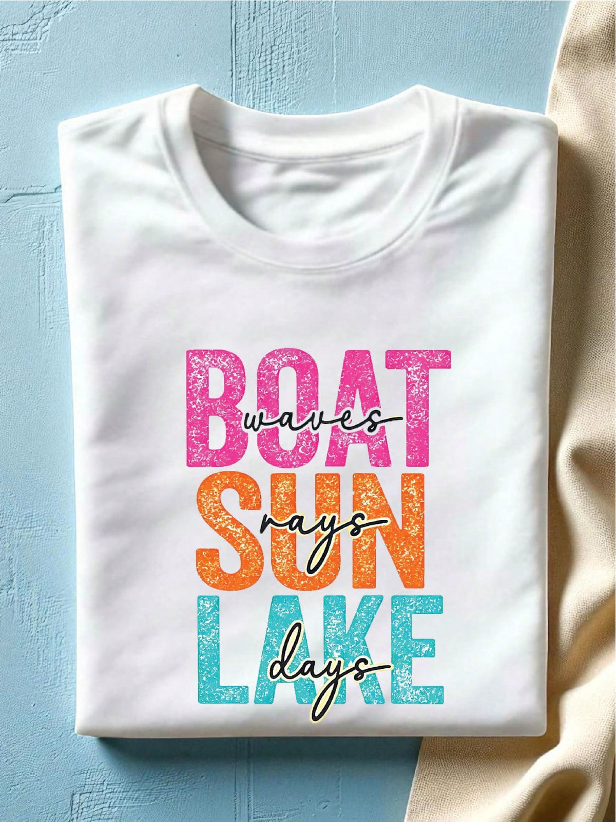 Boat Waves Sun Rays Lake T-Shirt